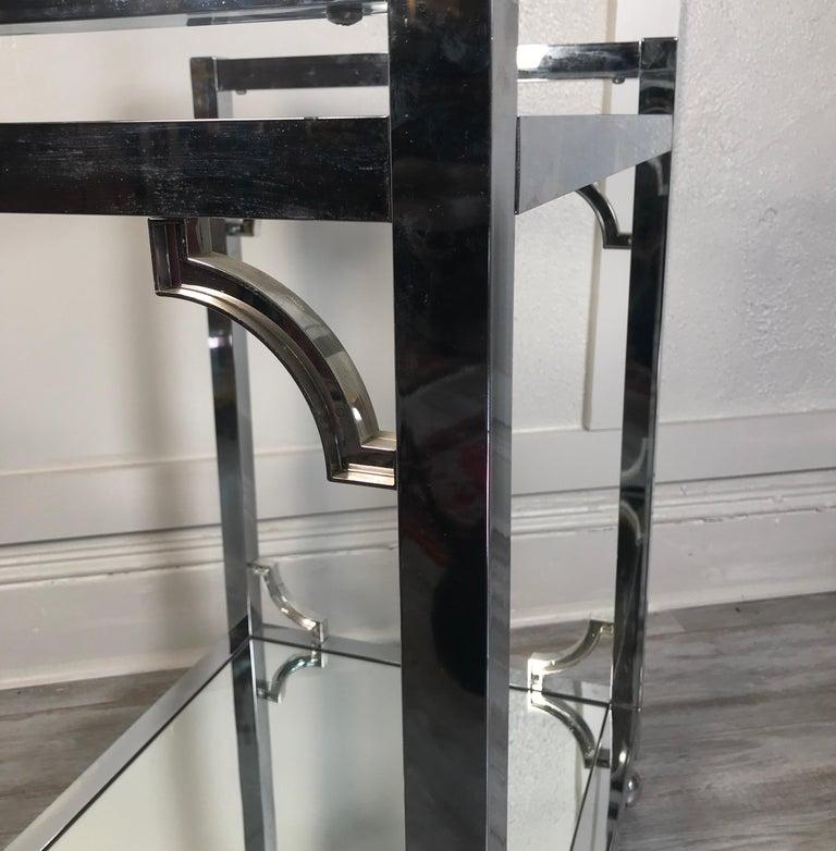 Polished Chrome Bar Cart in the Style of Milo Baughman