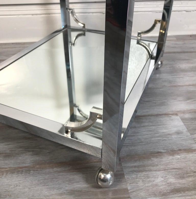 Chrome Bar Cart in the Style of Milo Baughman In Good Condition In New York, NY