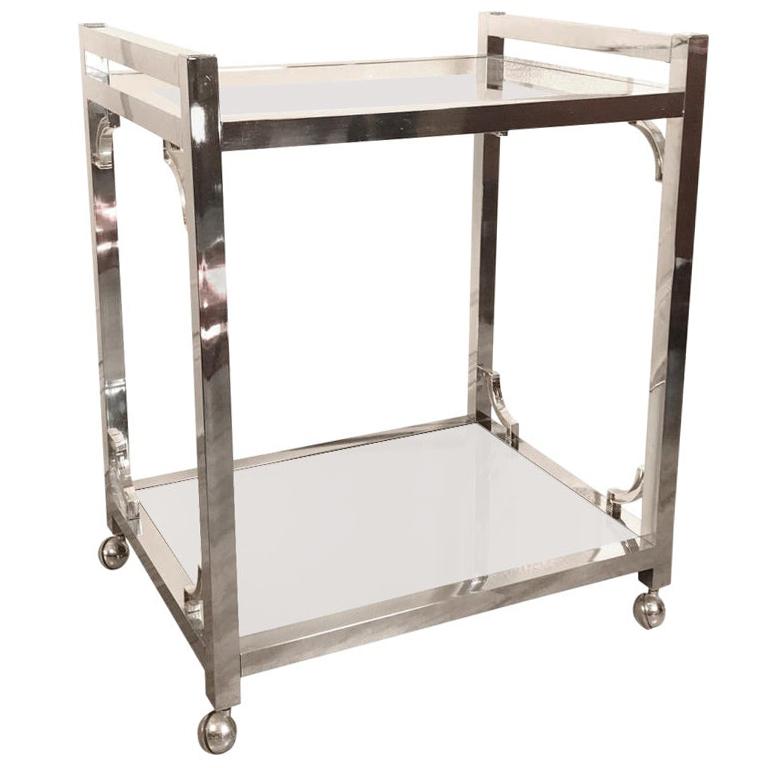 Milo Baughman Chrome Serving /bar Cart at 1stDibs