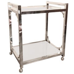 Chrome Bar Cart in the Style of Milo Baughman