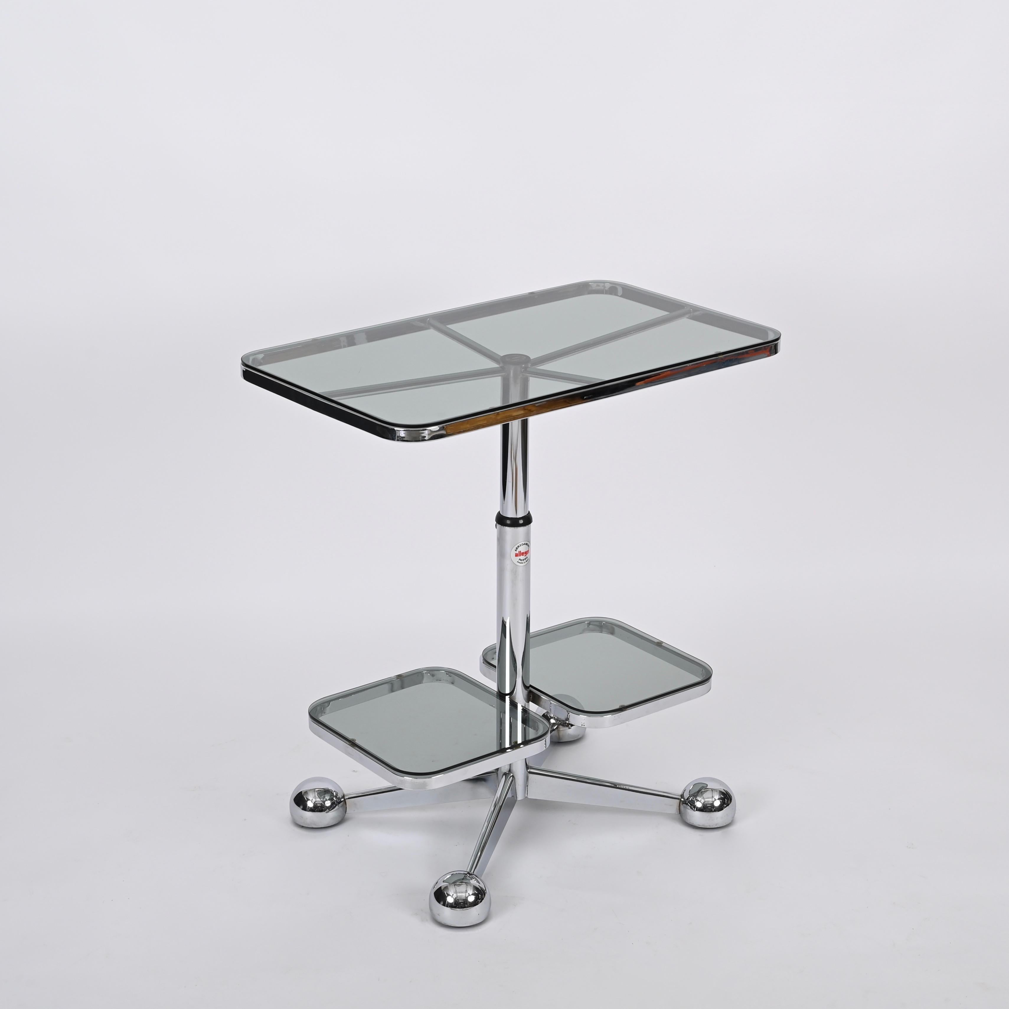 Chrome Bar Cart or Side Coffee Table by Allegri Arredamenti, Italy 1970s For Sale 6
