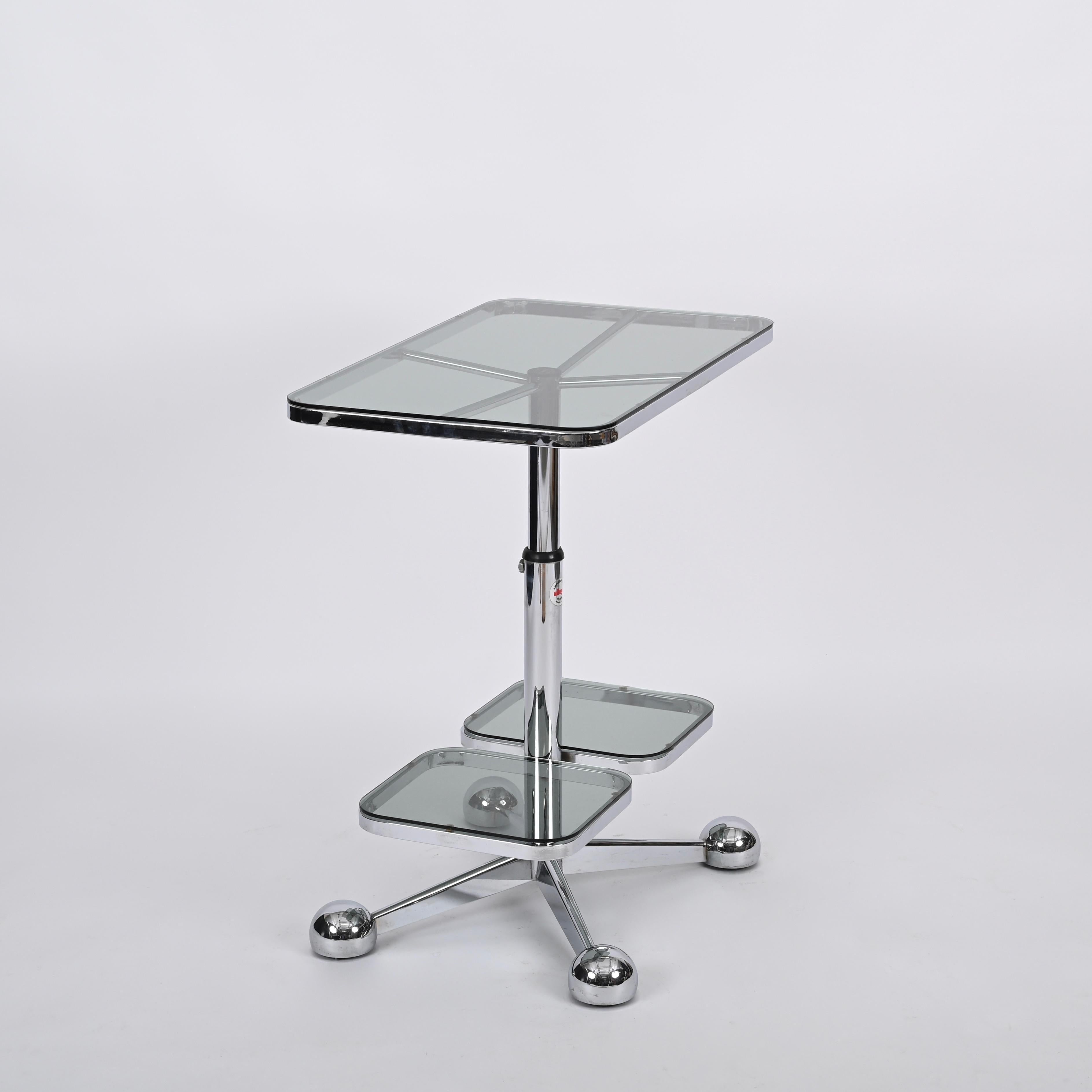 Chrome Bar Cart or Side Coffee Table by Allegri Arredamenti, Italy 1970s For Sale 7