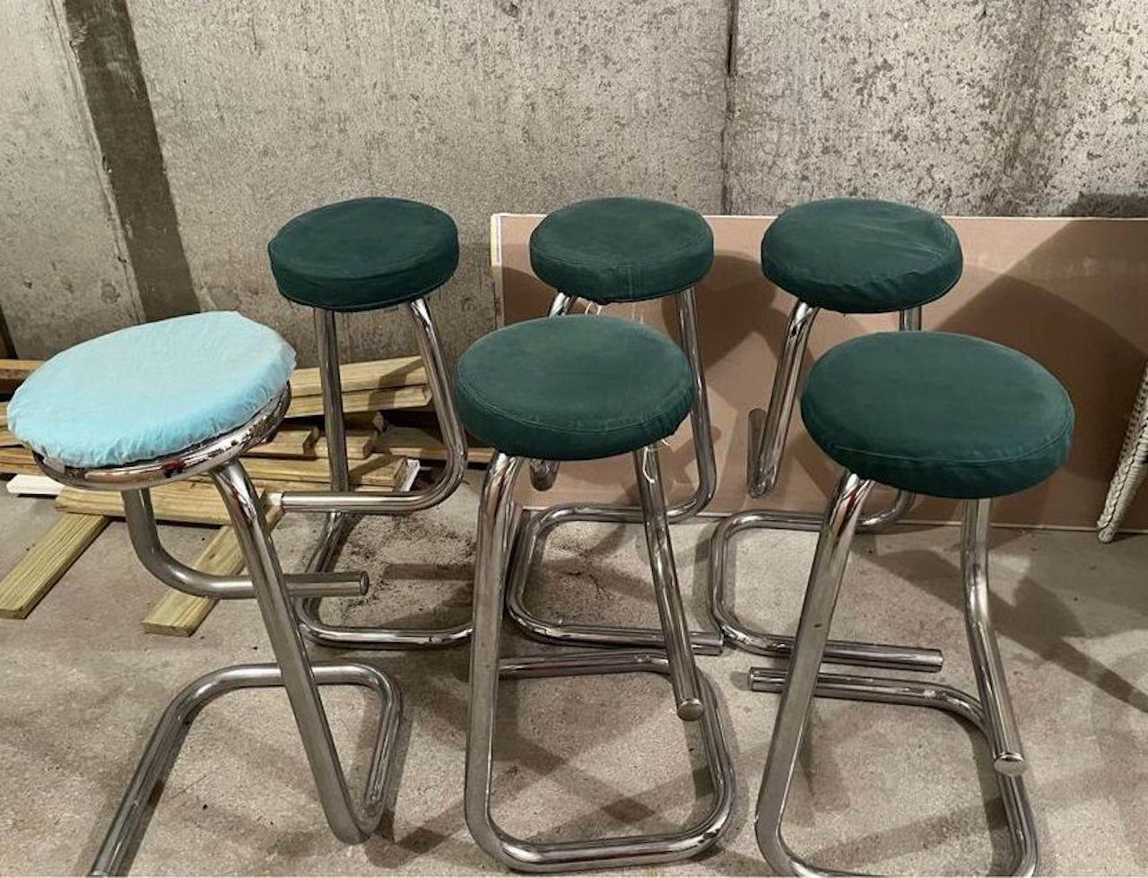 20th Century Chrome Bar Stools Paperclip Stools Kinetics 1970s Stools