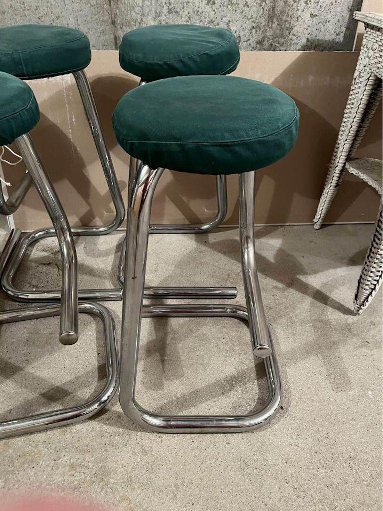 Steel Chrome Bar Stools Paperclip Stools Kinetics 1970s Stools