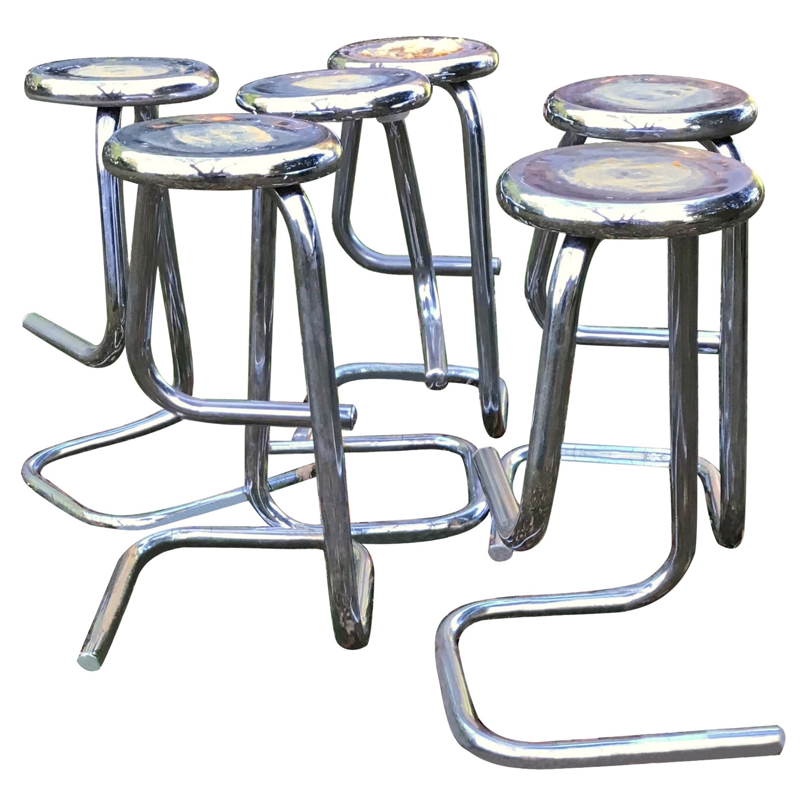 Chrome Bar Stools Paperclip Stools Kinetics 1970s Stools