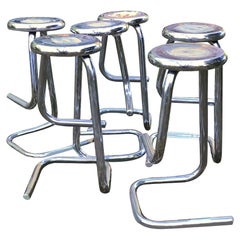 Chrome Bar Stools Paperclip Stools Kinetics 1970s Stools