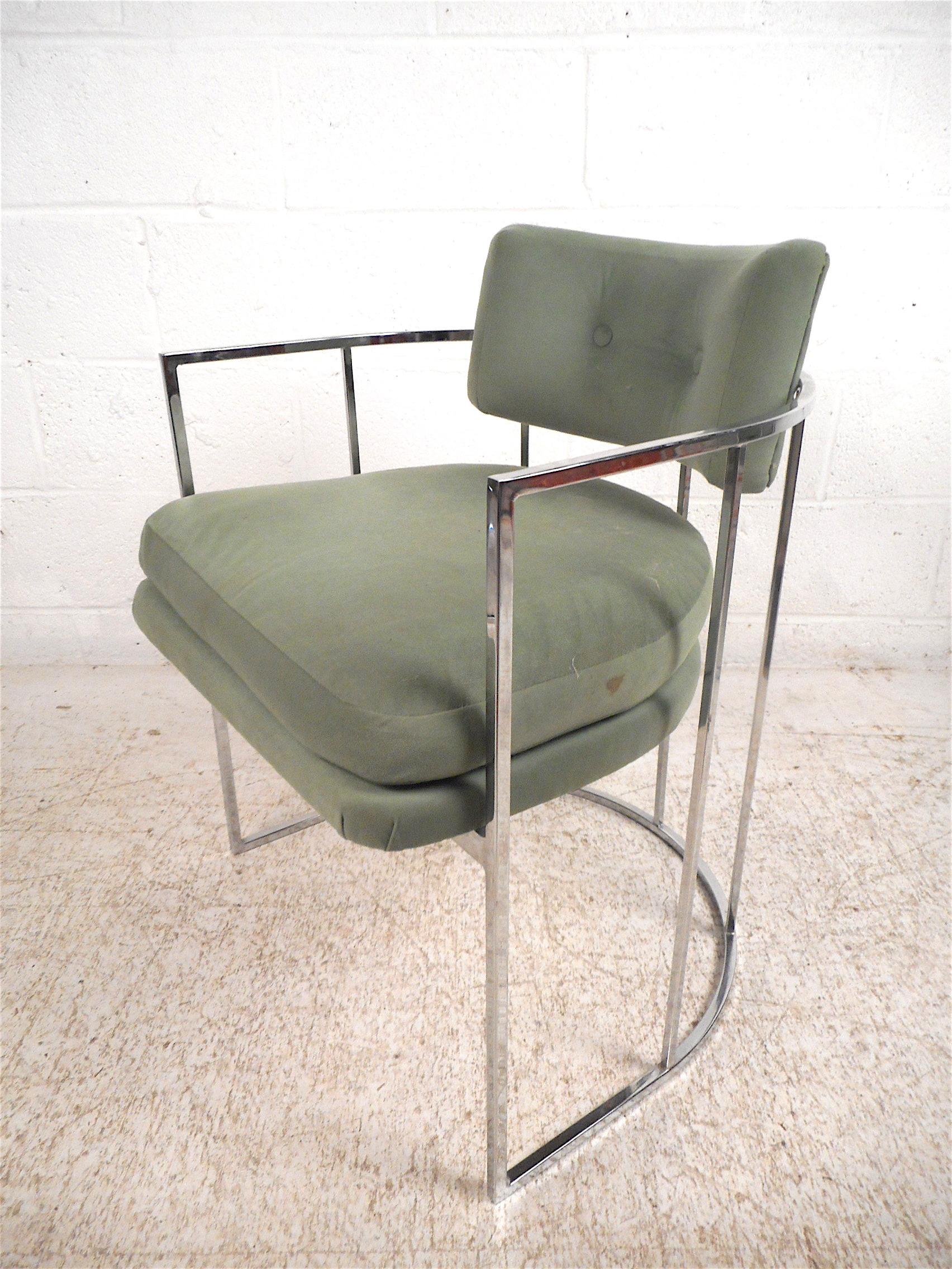 Chrome Barrel Back Dining Chairs by Milo Baughman, Set of 4 (Moderne der Mitte des Jahrhunderts)