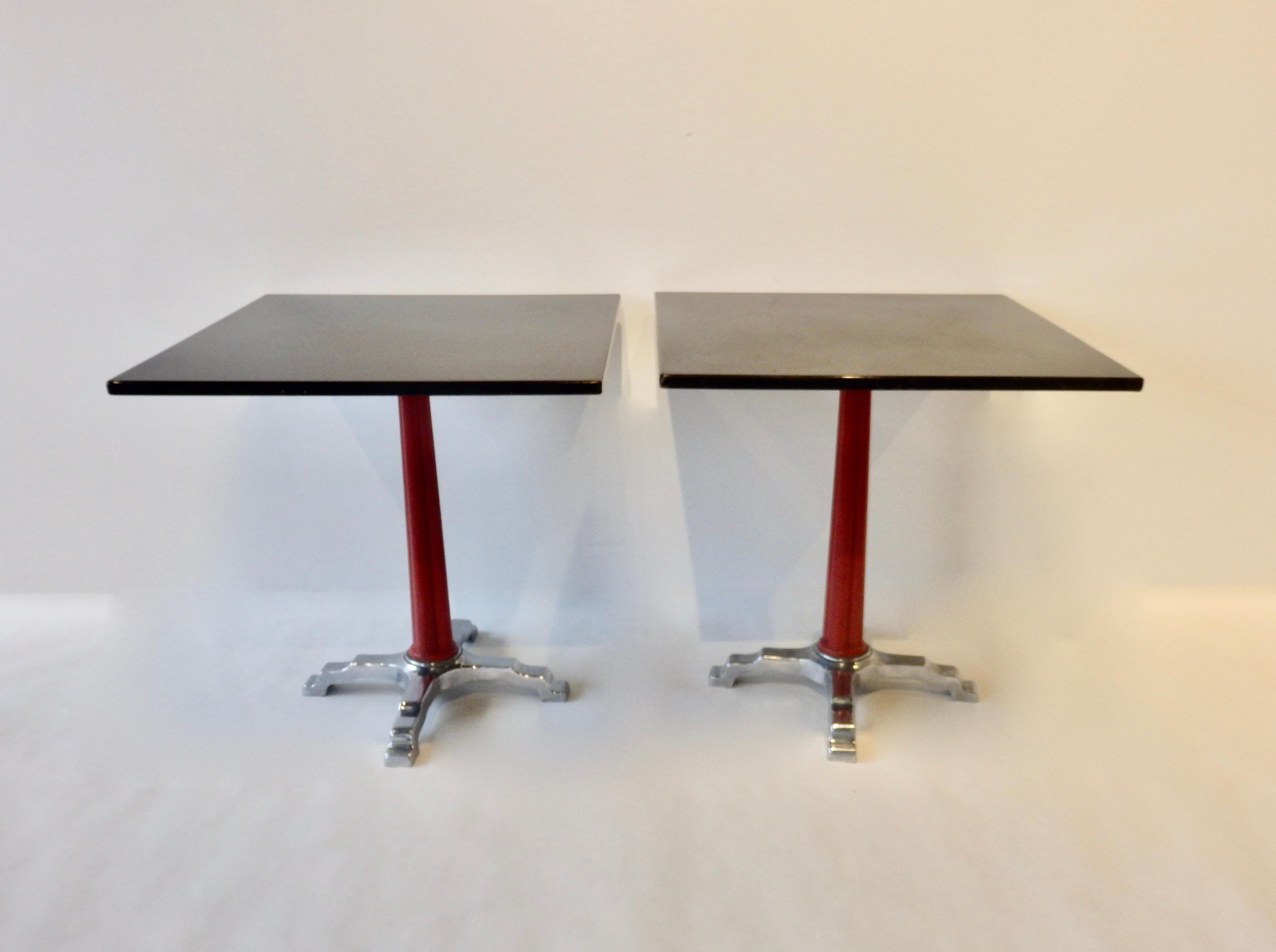 Chrome Base Art Deco Bistro Speak Easy Tables Four Available In Good Condition For Sale In Ferndale, MI