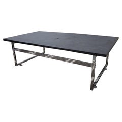 Chromsockel mit schwarzer Schieferplatte Couchtisch Contemporary Modern