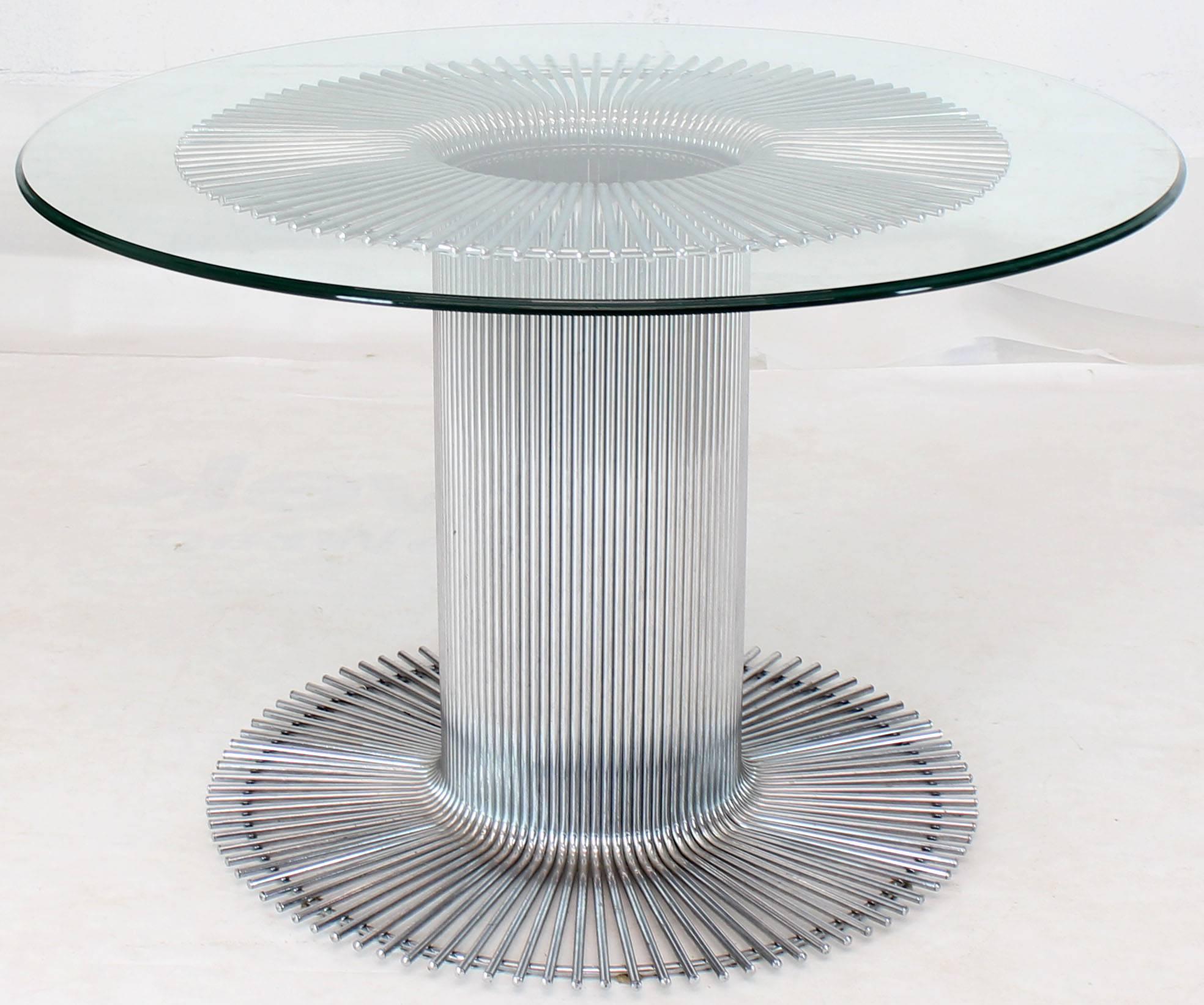 Chrome Base Glass Top Round Dining Table 2