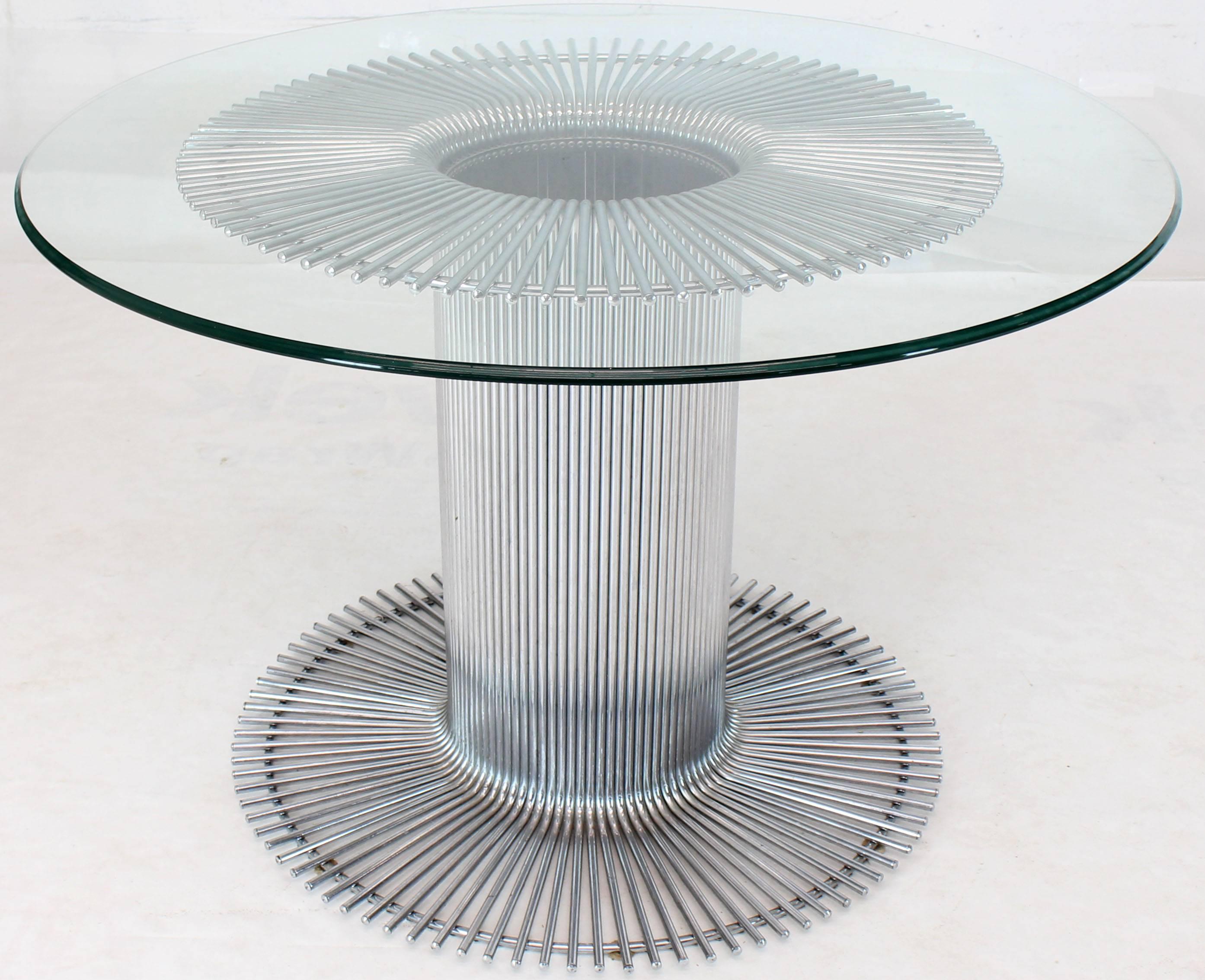 Chrome Base Glass Top Round Dining Table 3