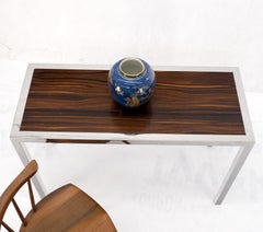 Chrome Base Rosewood Top Mid-Century Modern Console Sofa Table MINT!