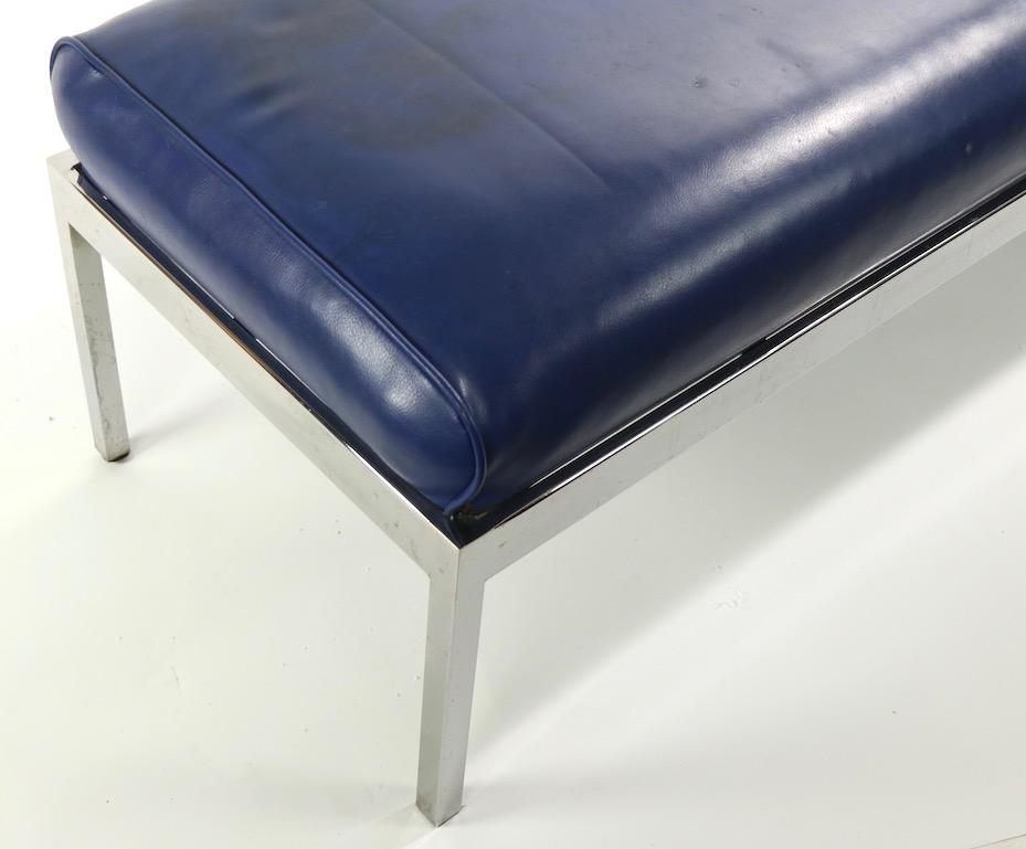 Chrome Base Upholstered Bench after Milo Baughman 3