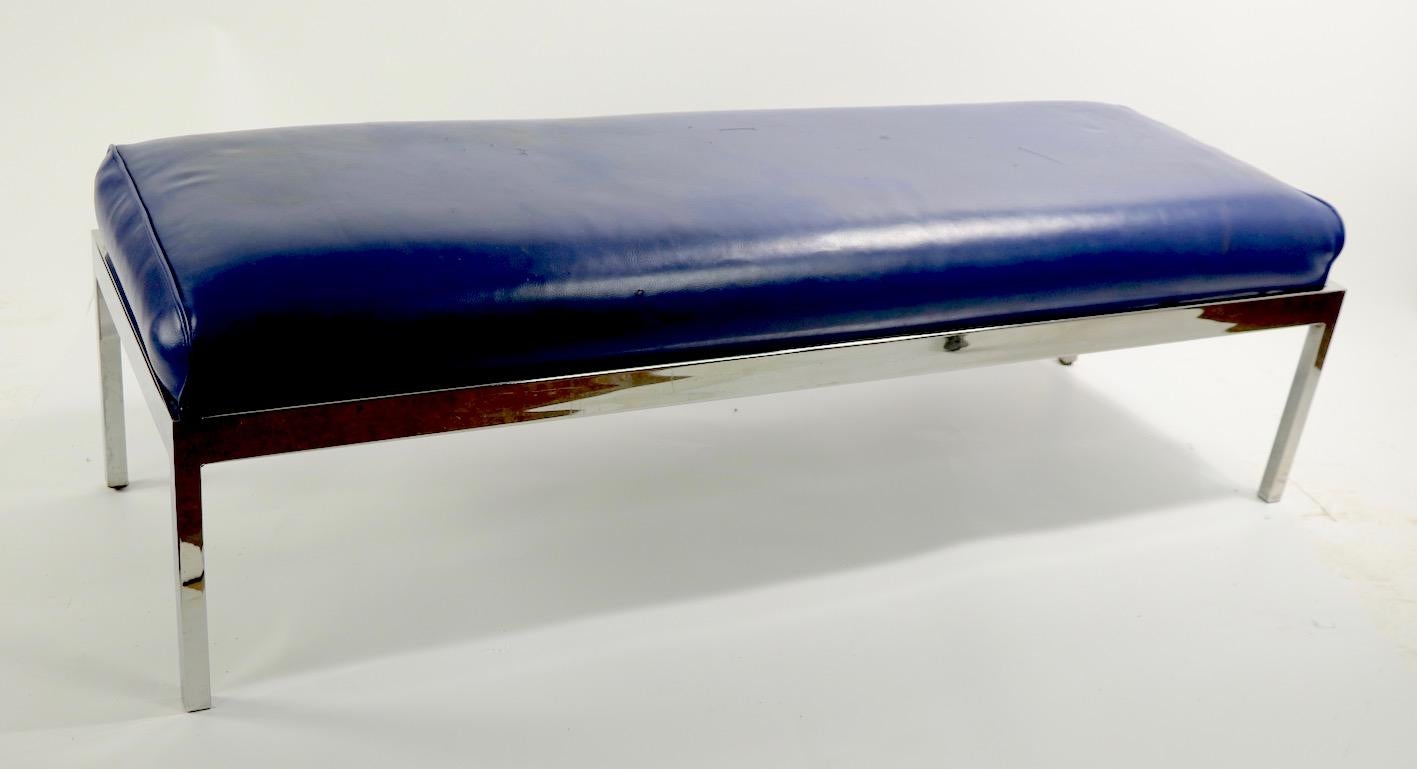 Chrome Base Upholstered Bench after Milo Baughman 5