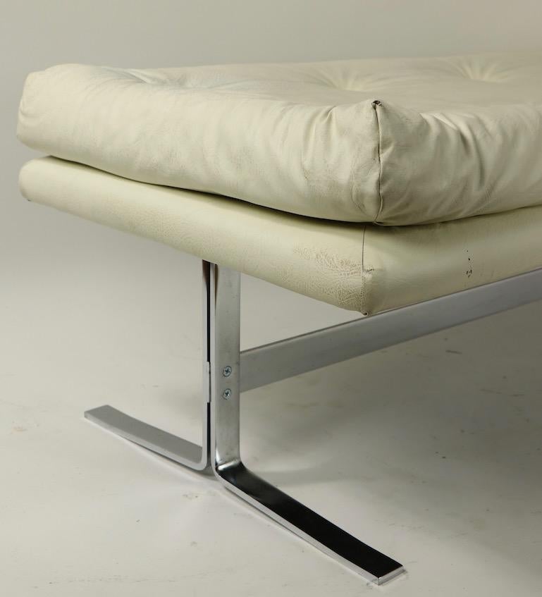 20th Century Chrome Base Upholstered Bench by Pearsall for Craft Associates