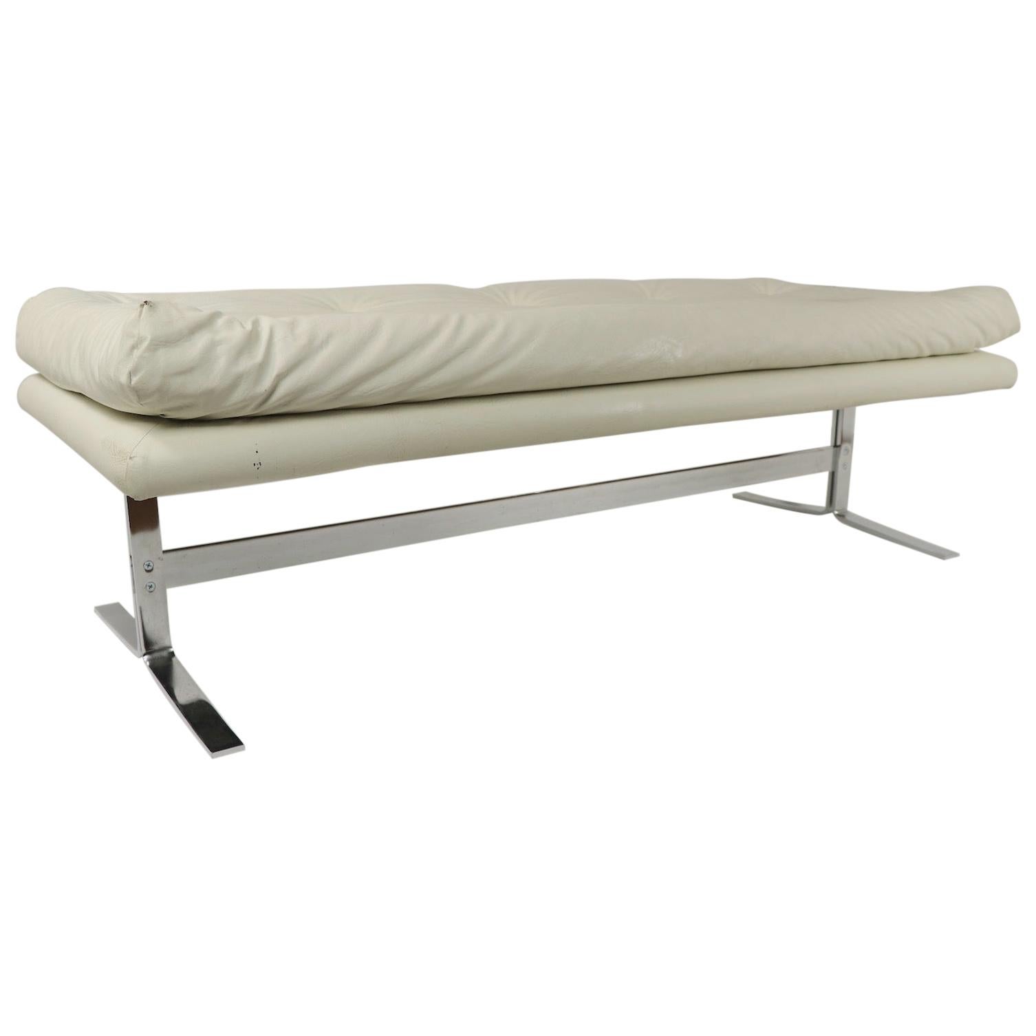 Chrome Base Upholstered Bench by Pearsall for Craft Associates