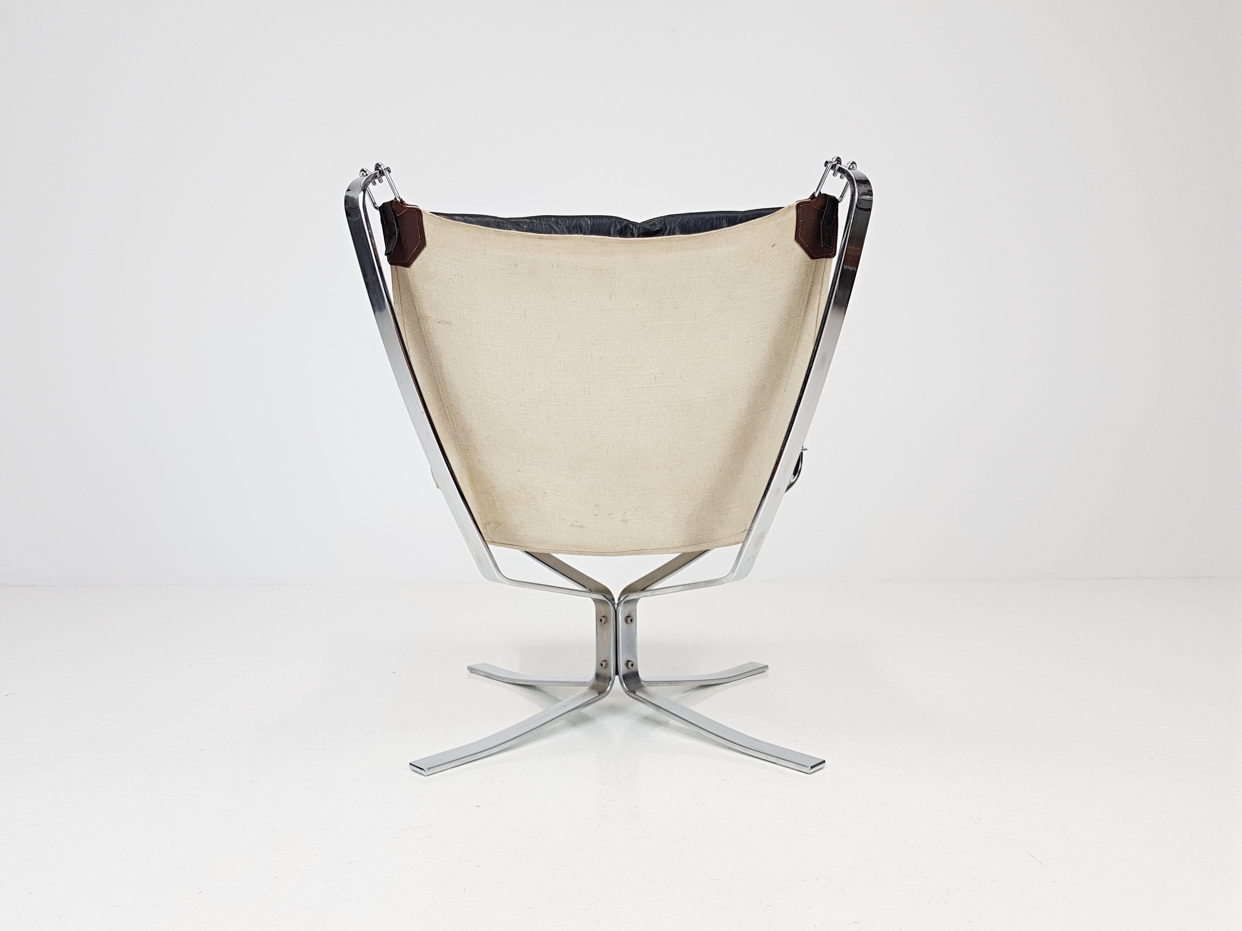 Chrome Based Low-Backed X-Framed Sigurd Ressell Designed 1970s Falcon Chair 8