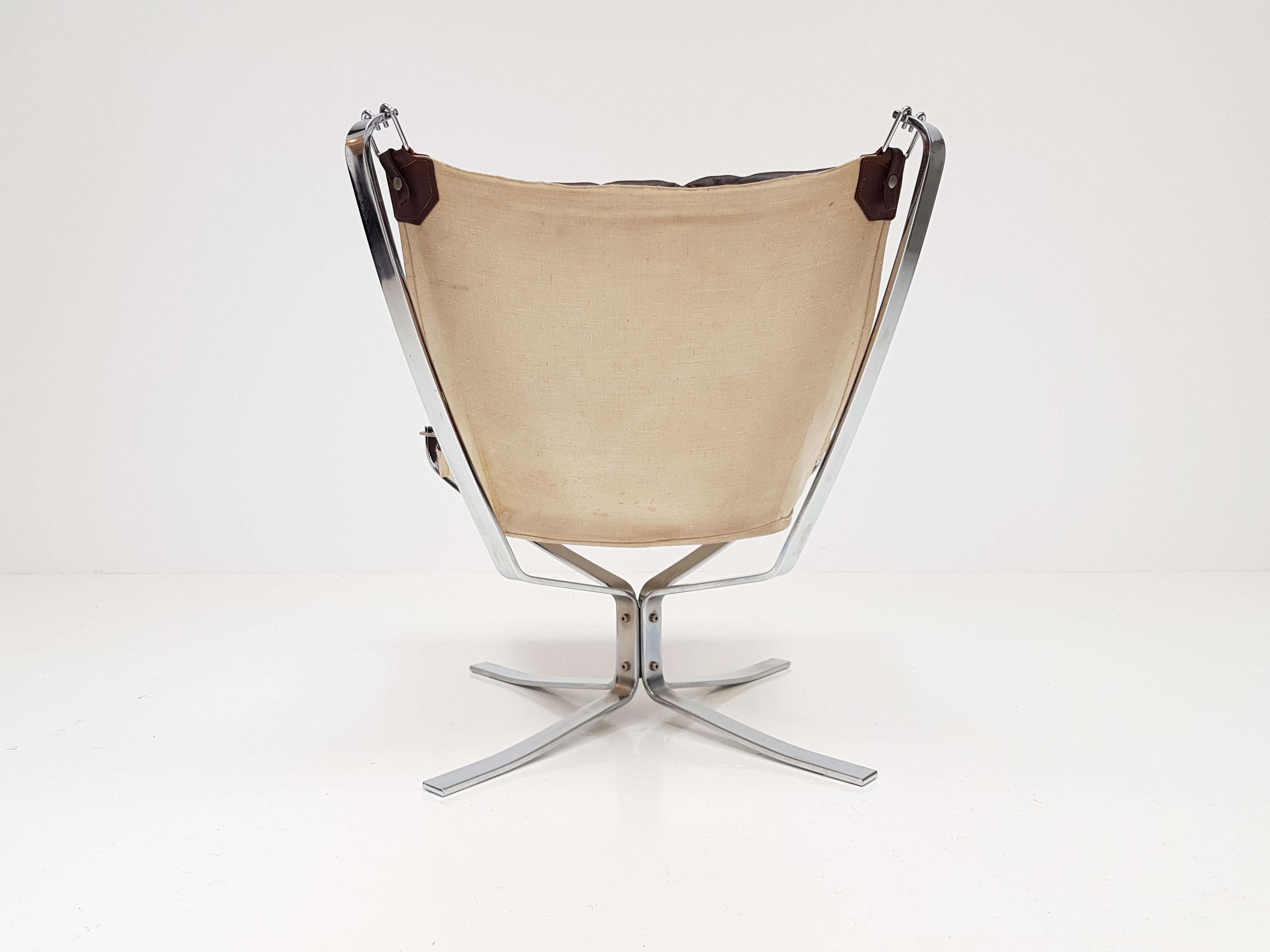 Chrome Based Low-Backed X-Framed Sigurd Ressell Designed 1970s Falcon Chair 1