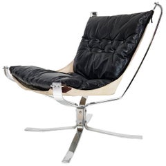 Chrome Based Low-Backed X-Framed Sigurd Ressell Designed 1970s Falcon Chair
