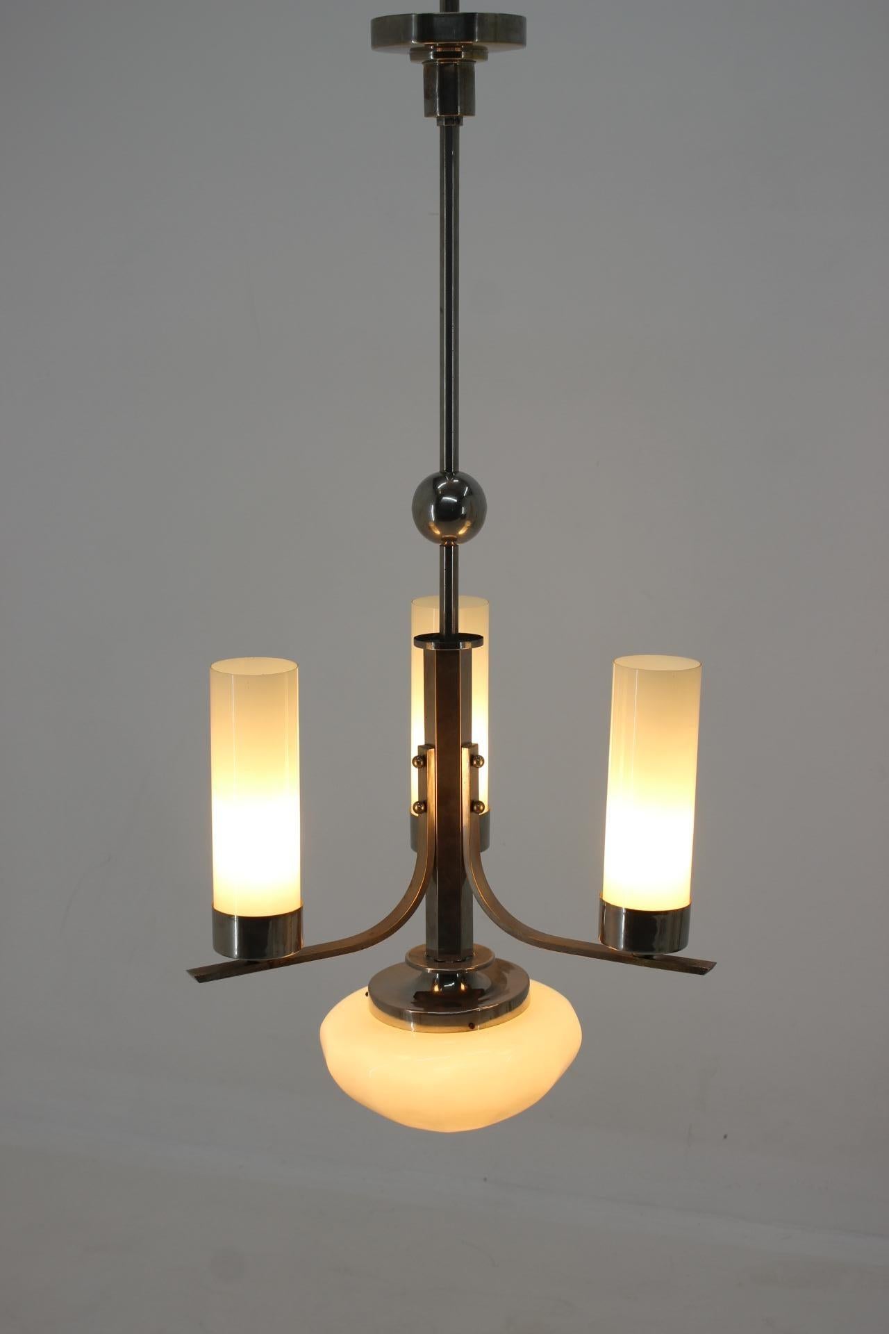 Tchèque Lustre/Lampe à suspension Bauhaus chromé, années 1930 en vente