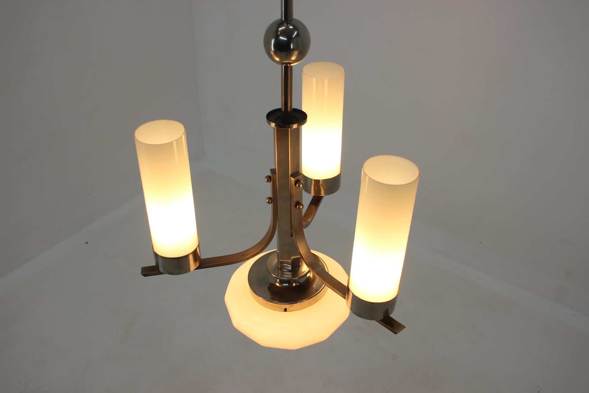 Lustre/Lampe à suspension Bauhaus chromé, années 1930 Bon état - En vente à Praha, CZ