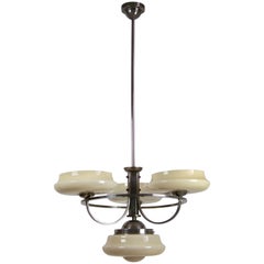 Antique Chrome Bauhaus / Functionalism Chandelier / Pendant, 1920s