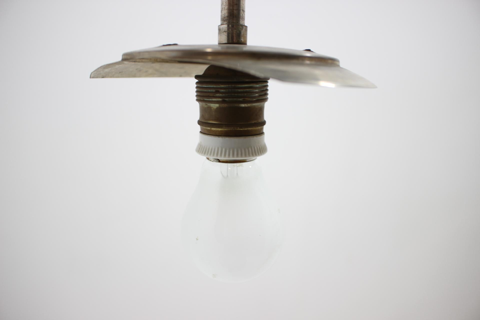 Glass Chrome Bauhaus Pendant, circa 1930s For Sale