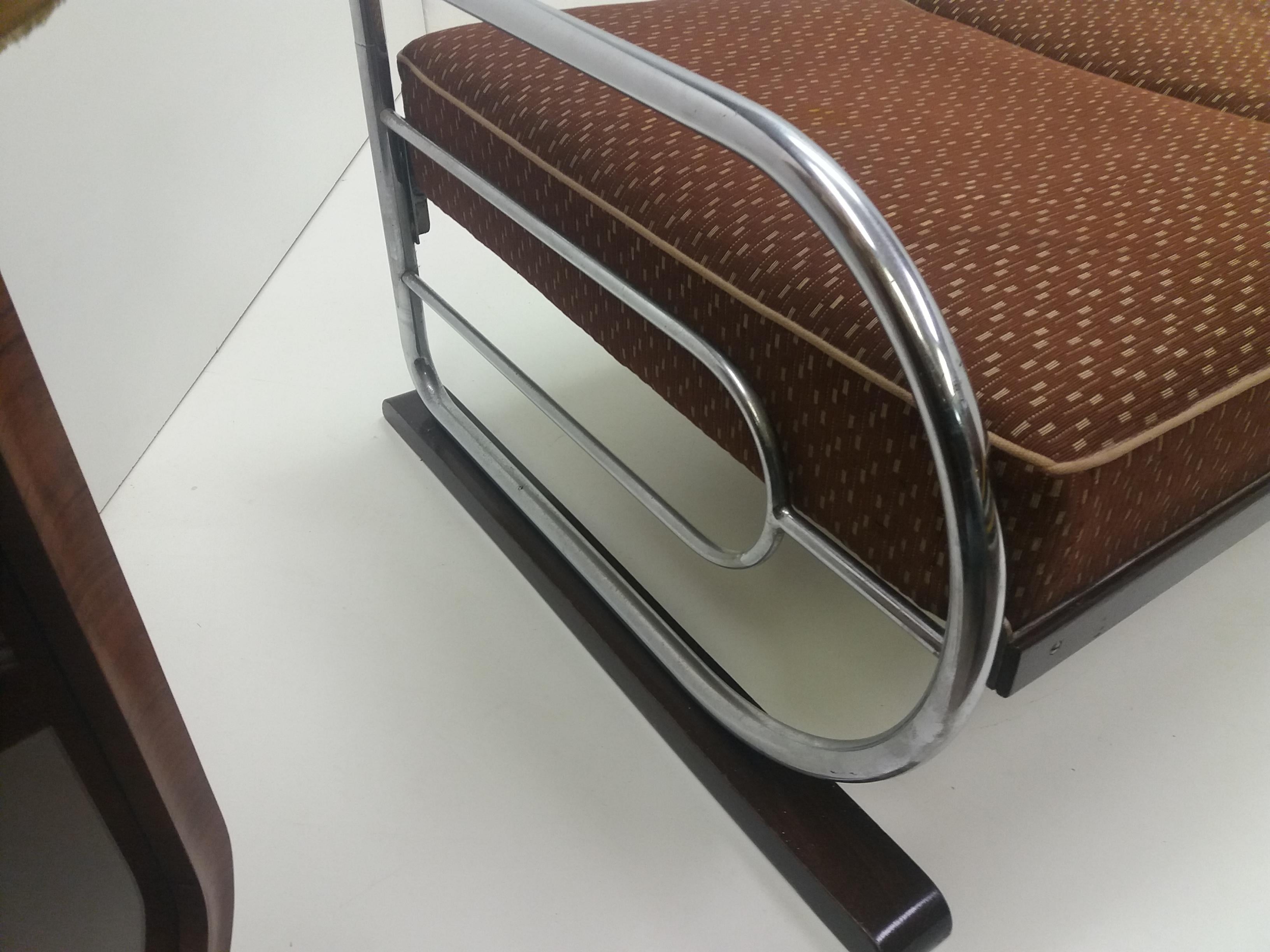 Czech Chrome Bauhaus Robert Slezák 3-Seat Sofa, 1937