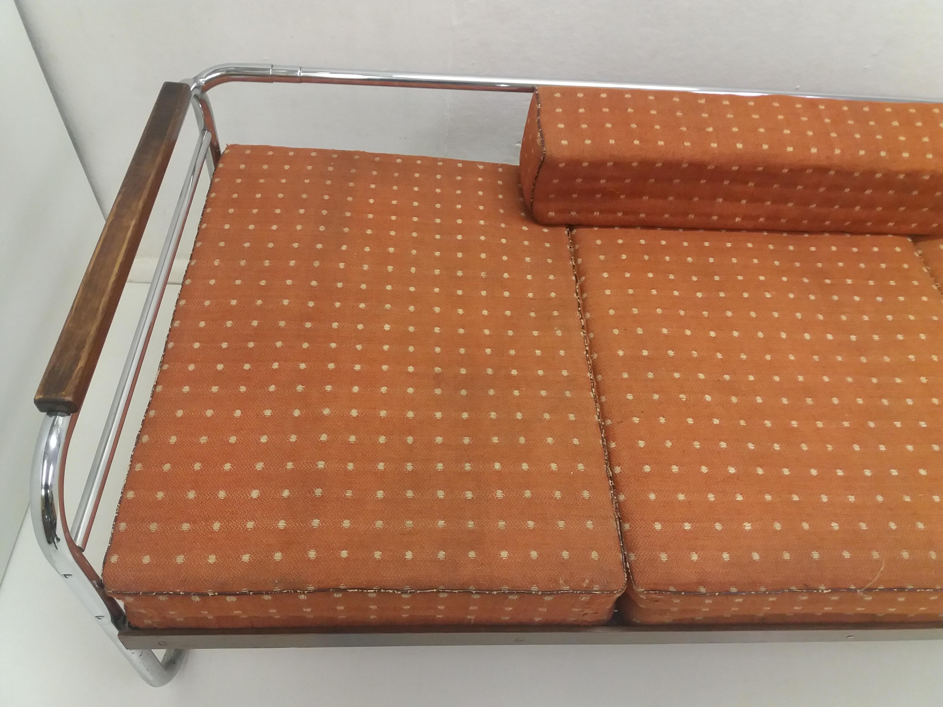 Verchromtes Bauhaus Robert Slezák 3-sitziges Sofa, 1940er Jahre (Tschechisch) im Angebot
