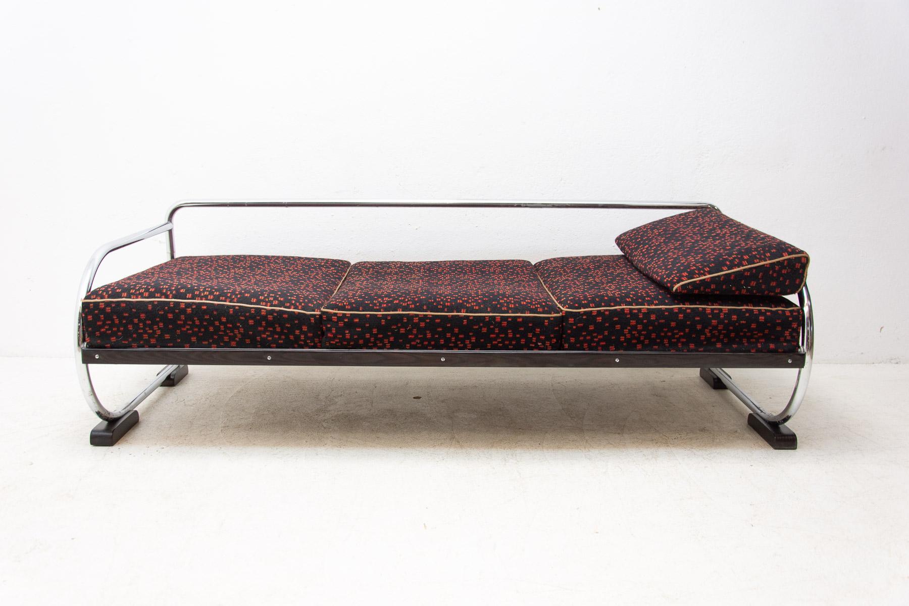 Verchromtes Bauhaus-Sofa von Hynek Gottwald, Böhmen, 1930er Jahre 6