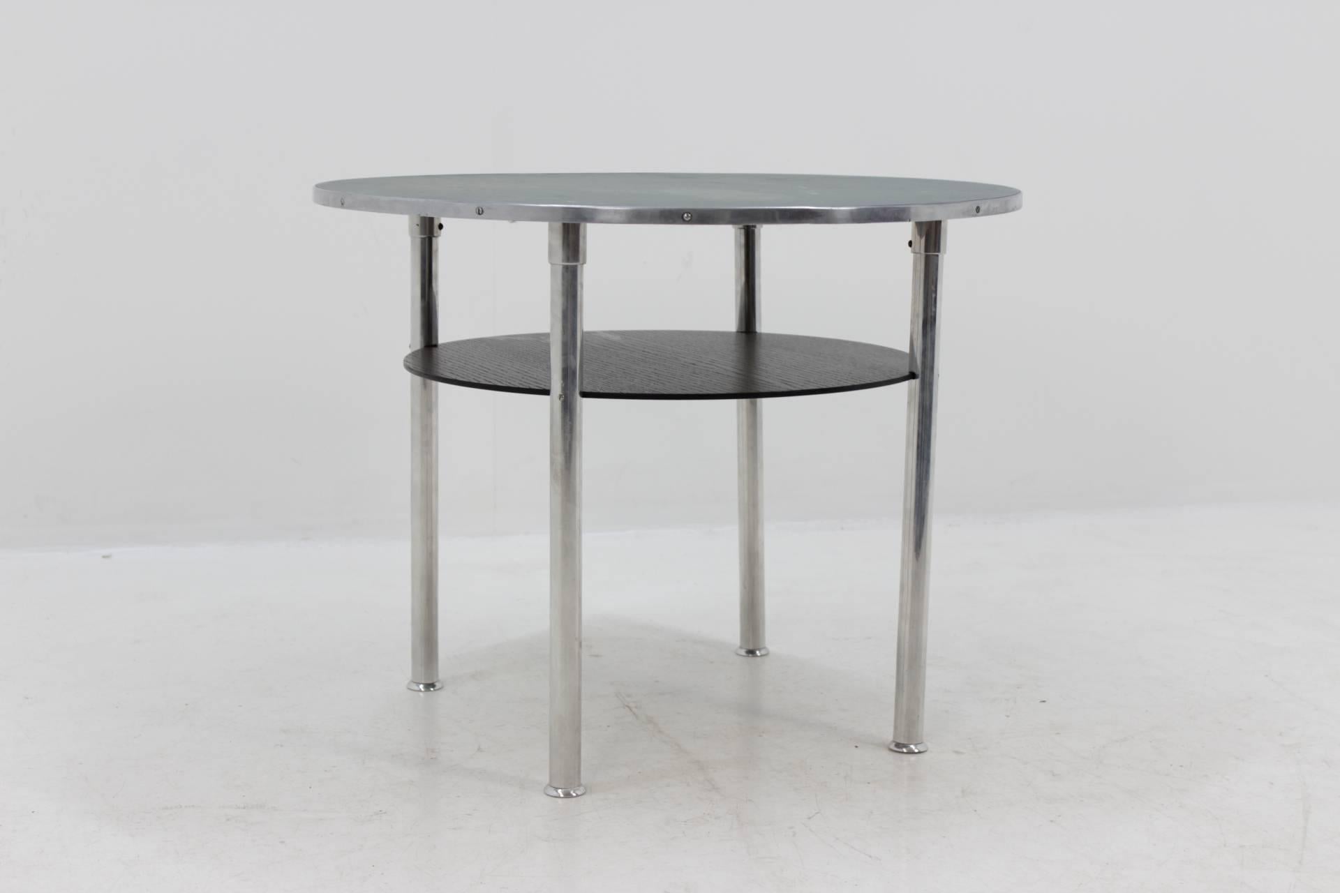 - Czechoslovakia
- 1930s
- Unique model
- Comes from flat of one of the most famous actress that time 
- Polished light aluminium legs 
- Rare linoleum desk.