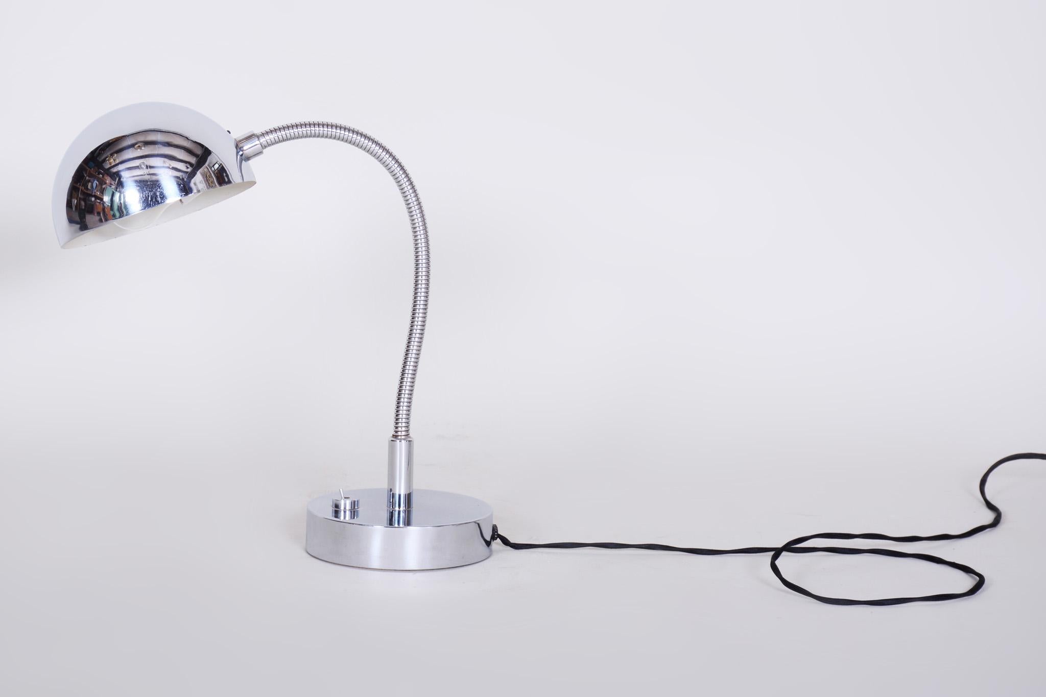 Bauhaus-Tischlampe aus Chrom, neu elektrifiziert, Designer M. Prokop, Tschechien, 1920er Jahre im Angebot 4