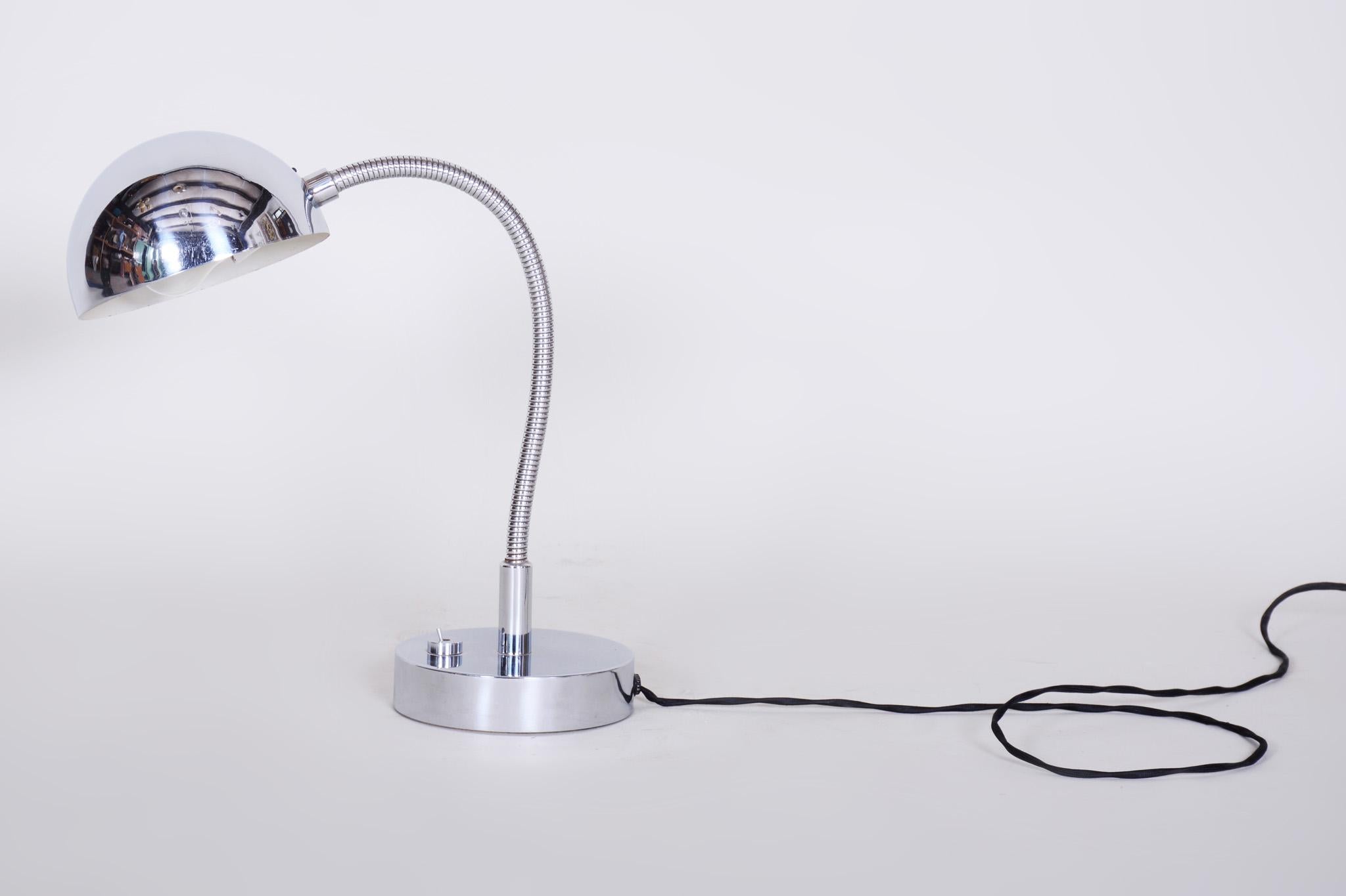 Chrome Bauhaus Table Lamp, Newly Electrified, Designer M. Prokop, Czechia, 1920s For Sale 5