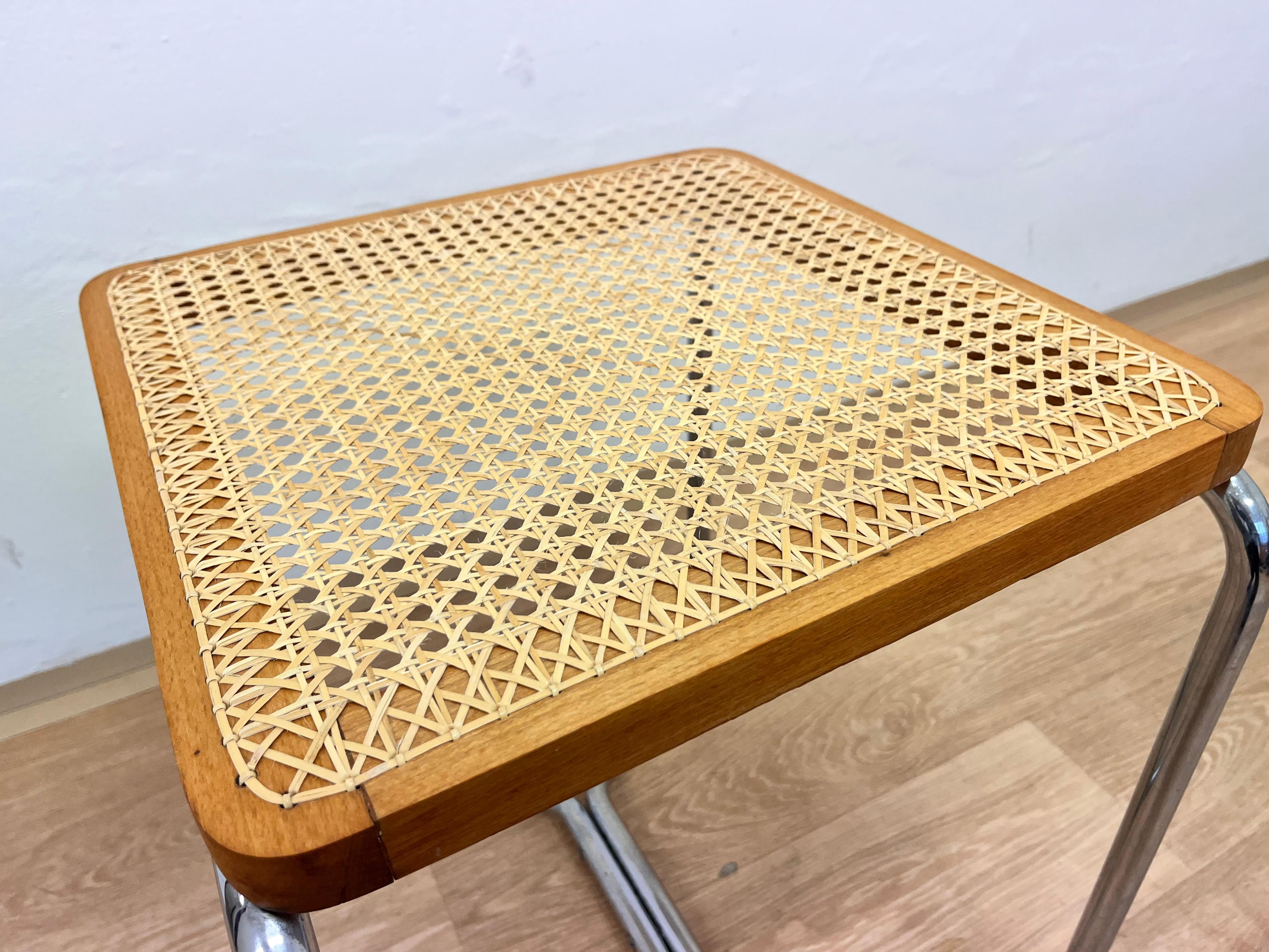 Chrome Bauhaus wicker Stool b 56 by Marcel Breuer, 1930s In Good Condition For Sale In Praha, CZ