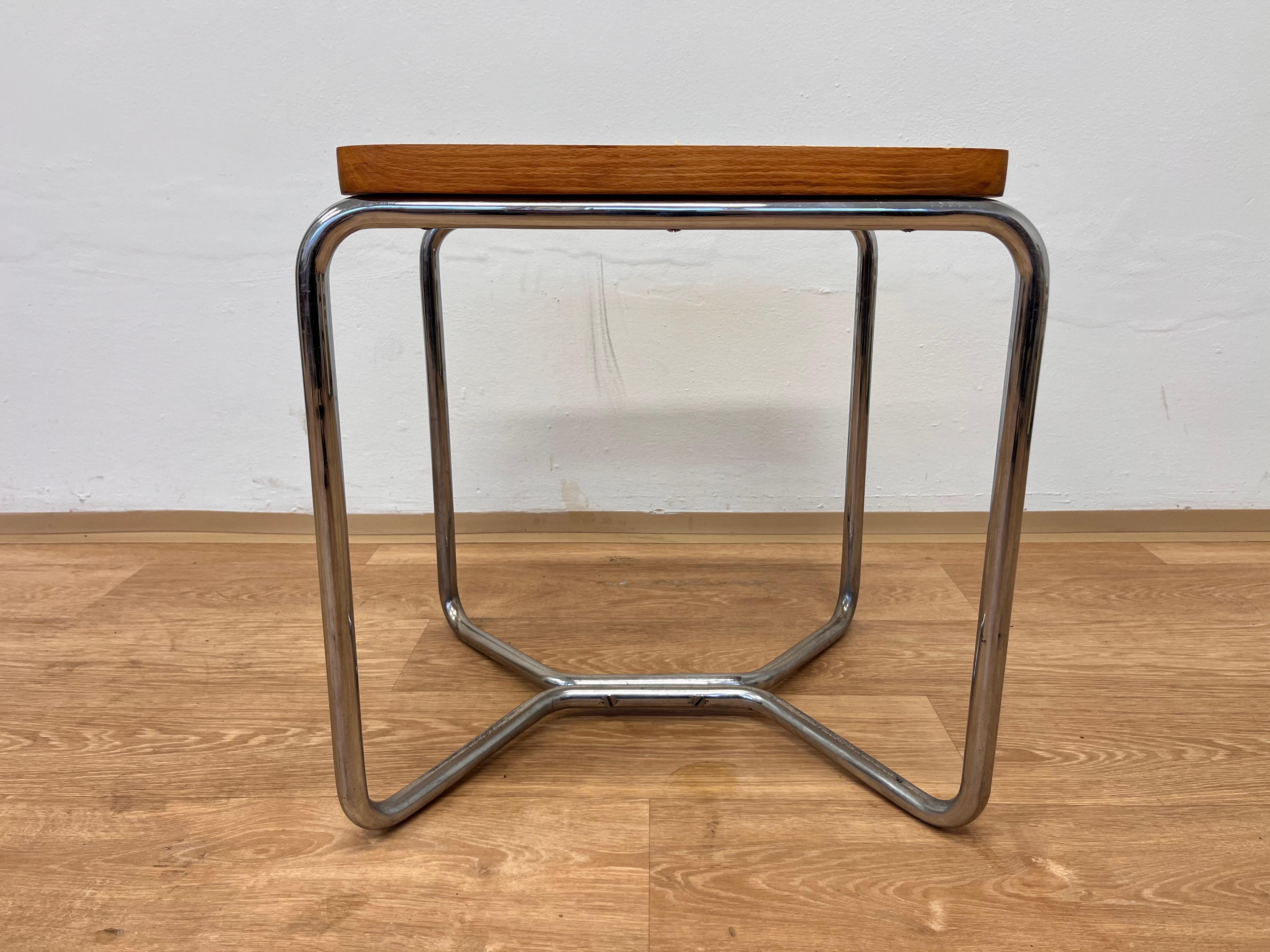 Chrome Bauhaus wicker Stool b 56 by Marcel Breuer, 1930s For Sale 2