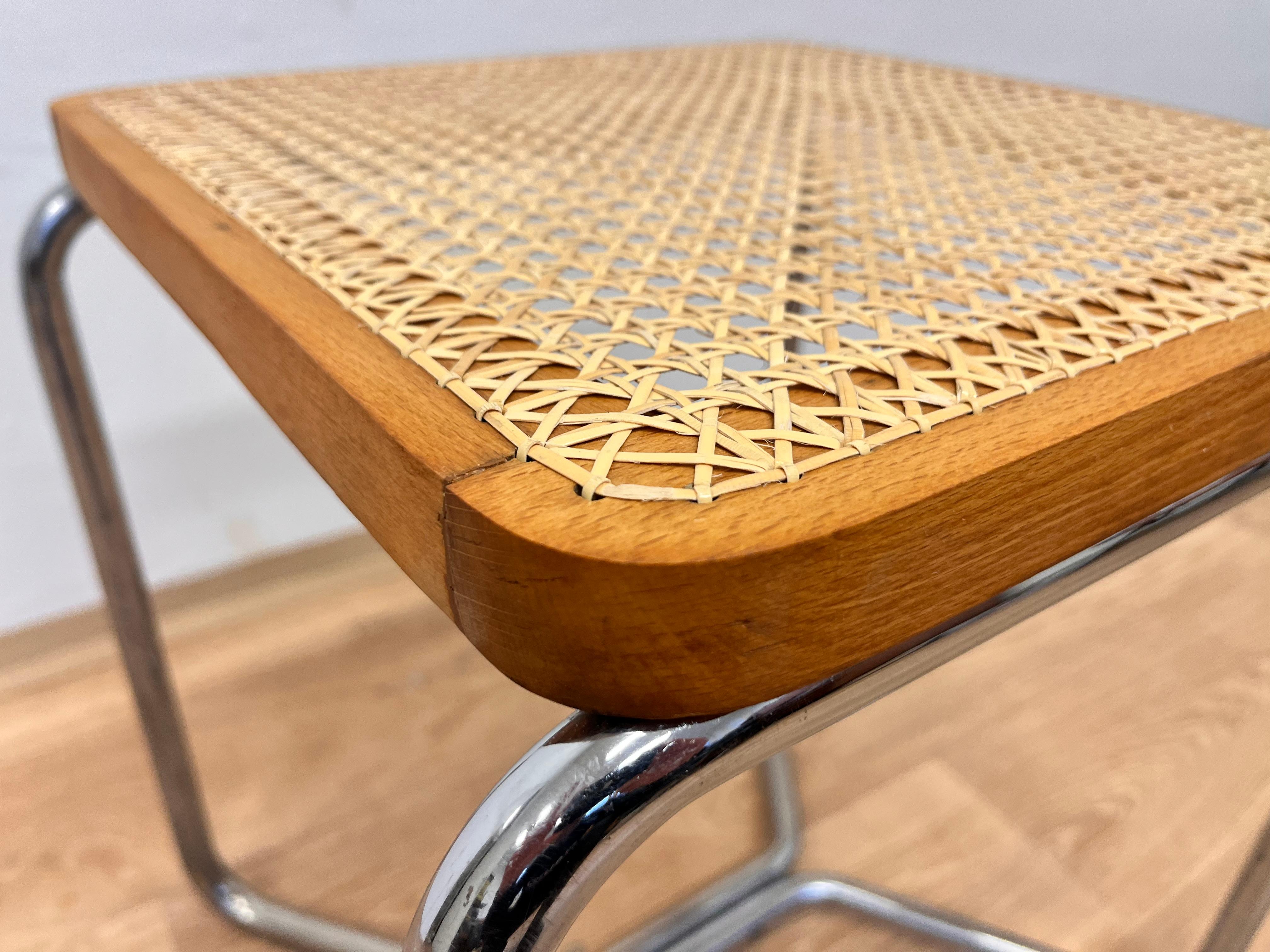 Chrome Bauhaus wicker Stool b 56 by Marcel Breuer, 1930s For Sale 3