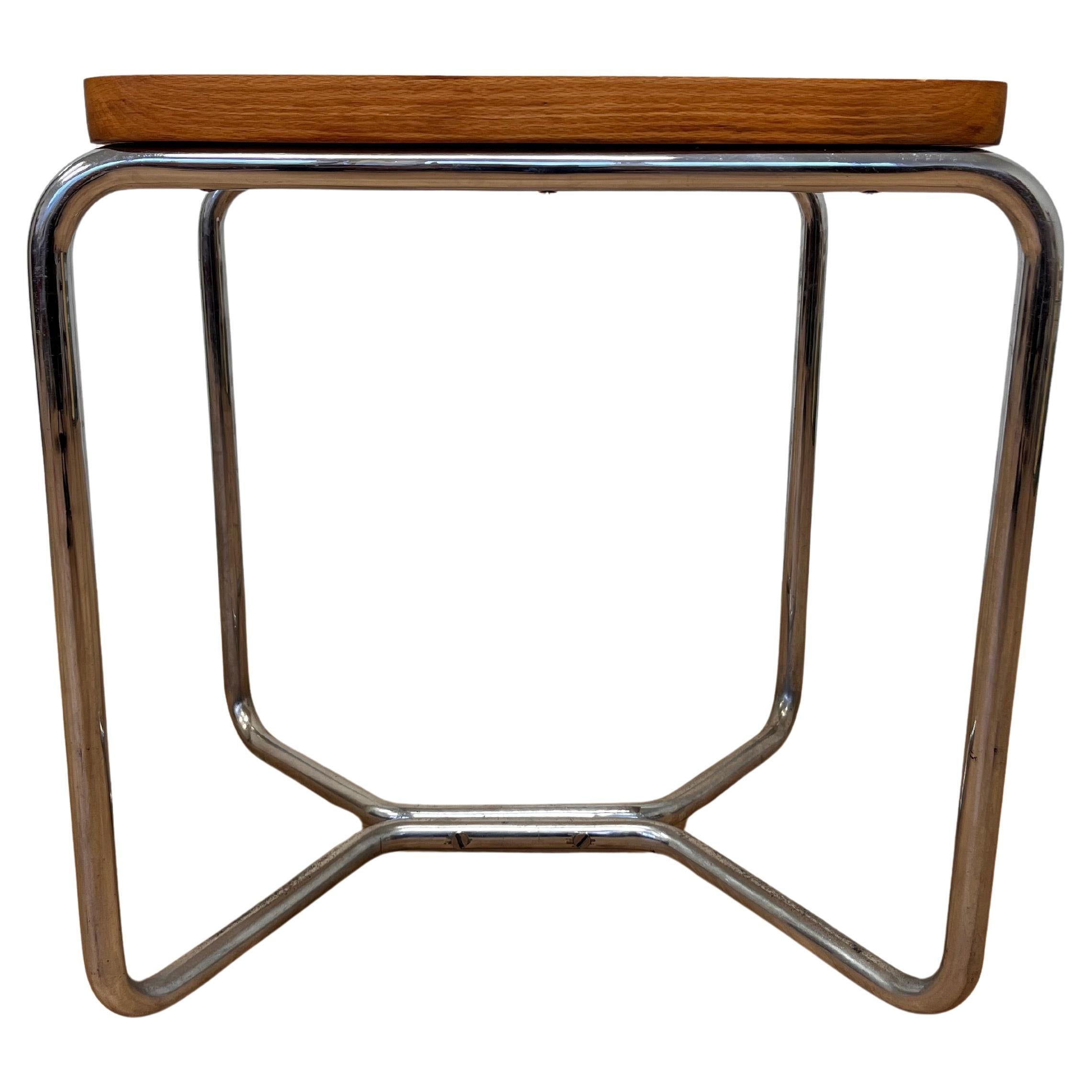 Chrome Bauhaus wicker Stool b 56 by Marcel Breuer, 1930s
