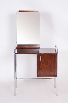 Vintage-Bauhaus- Toilette aus verchromter Buche mit Spiegel, Tschechien, 'Bohemia' 1930er Jahre