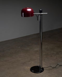 Chrome & Bordeaux Floor Lamp By Enrique Franch for Metalerte