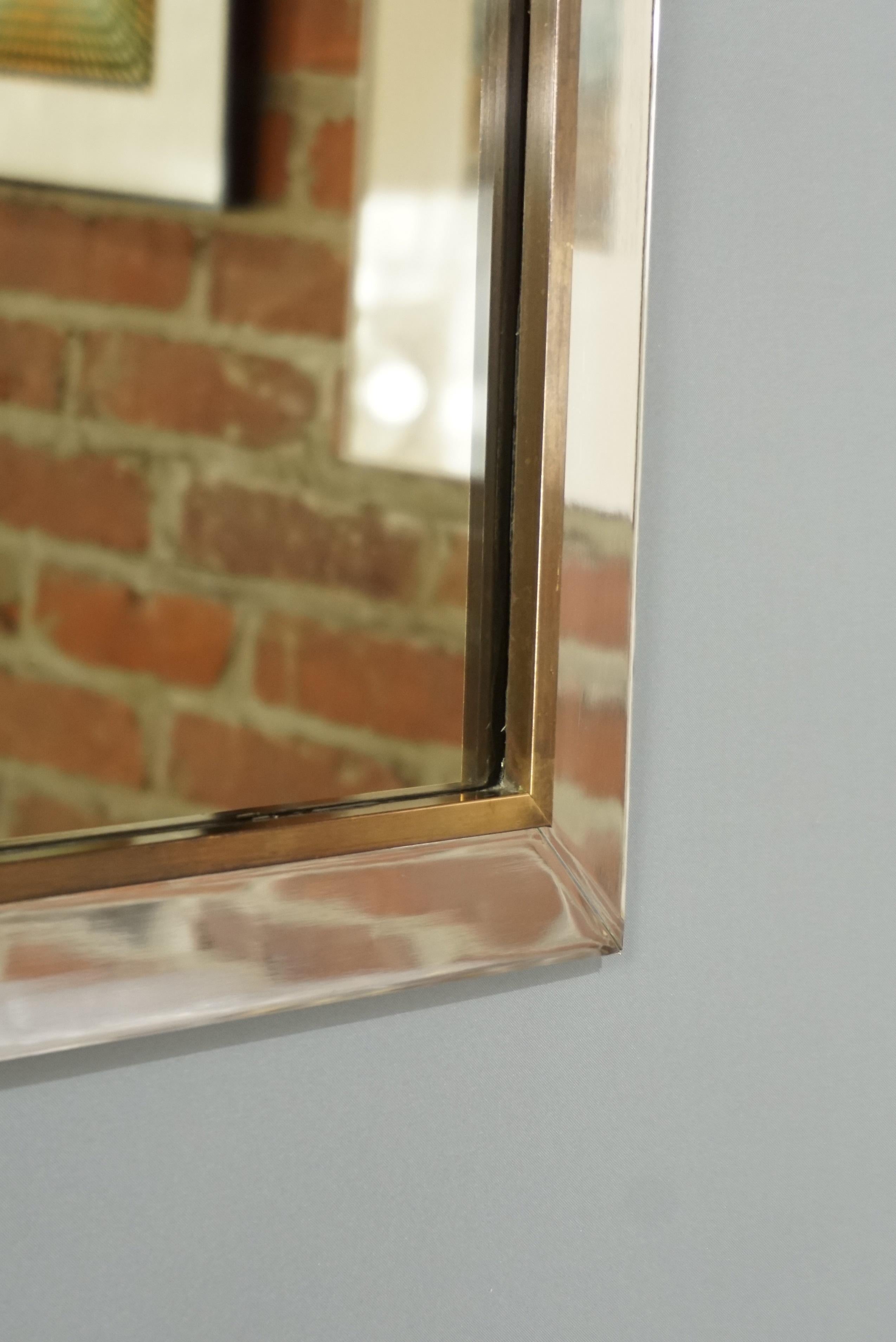French Chrome Brass And Bronze Colored Mirror By BC Design 