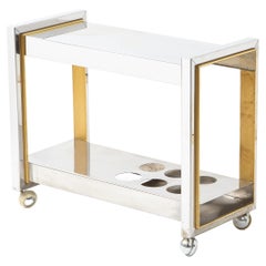 Chrome & Brass Bar Cart, France 1970's