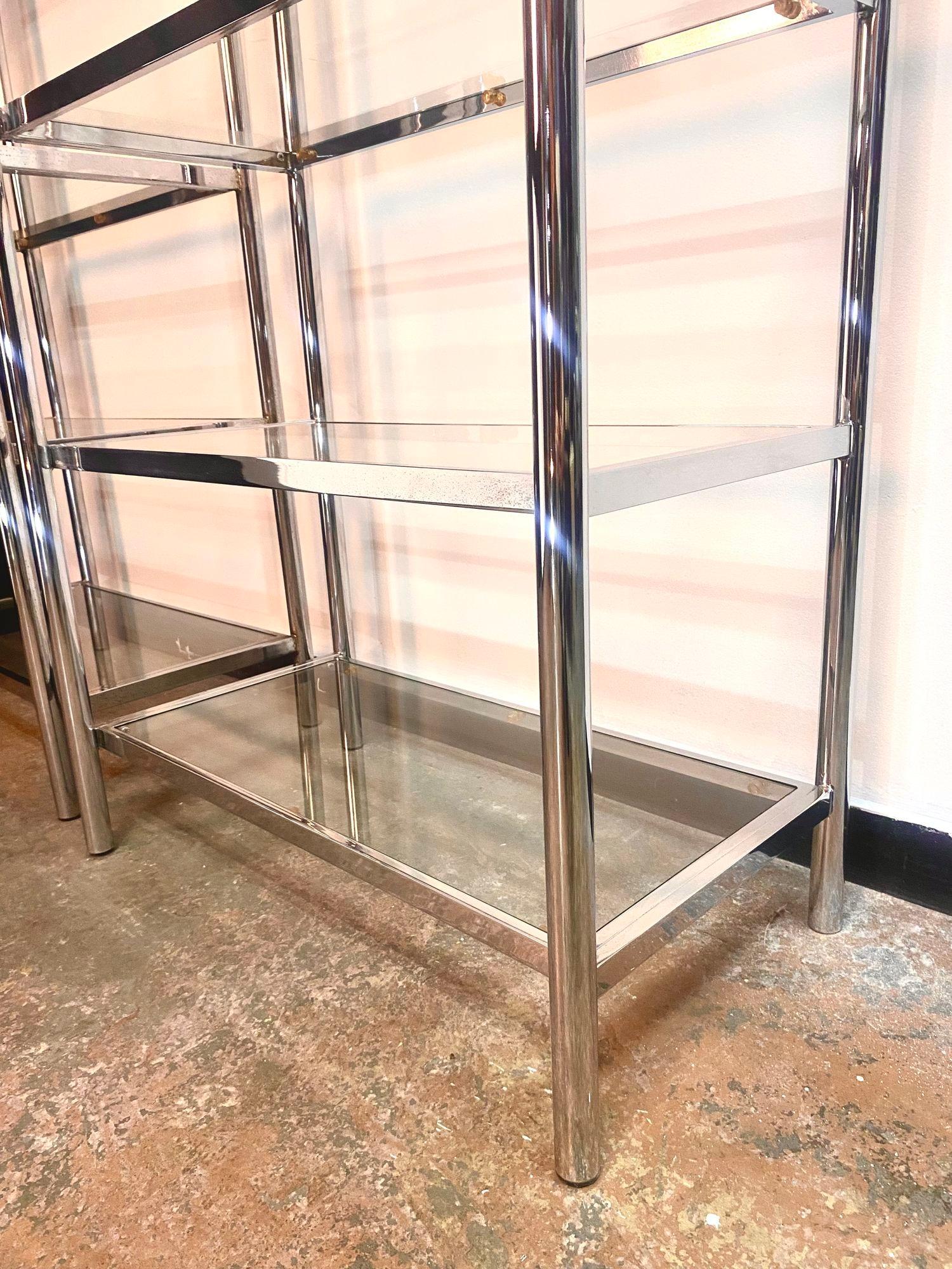 Late 20th Century Chrome & Brass Etegere in the style of Maison Jansen For Sale