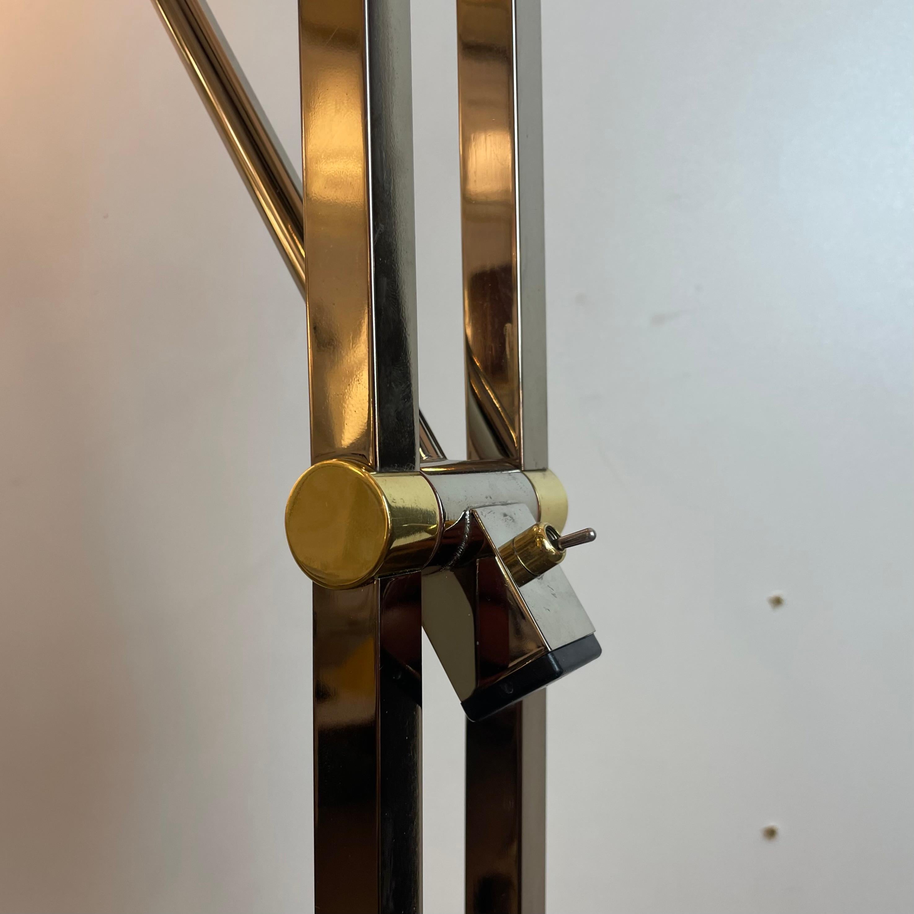 Chrom & Messing Stehlampe von Deknudt Belgien, 1980er im Angebot 4