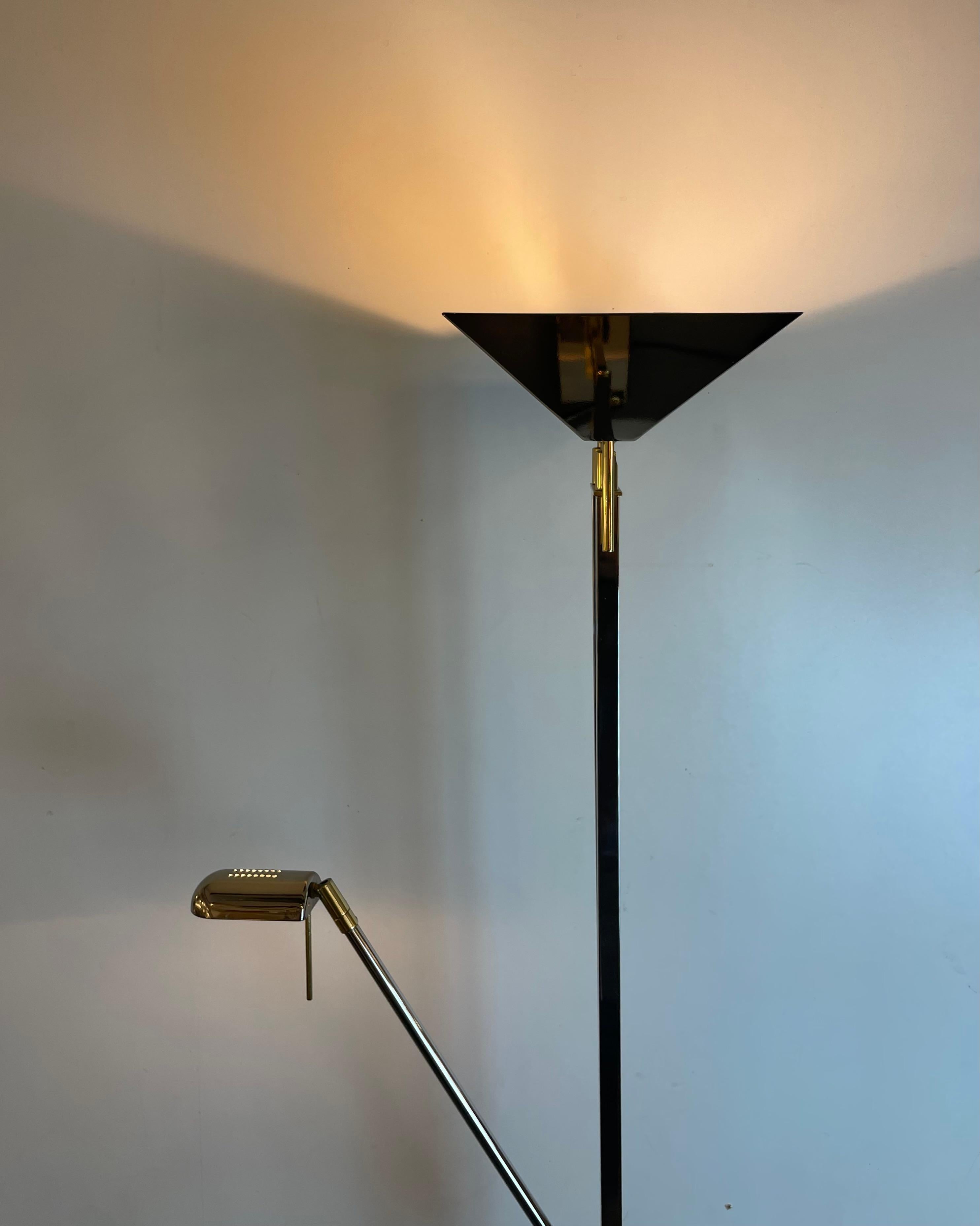 Chrom & Messing Stehlampe von Deknudt Belgien, 1980er im Zustand „Gut“ im Angebot in Brussel, BE