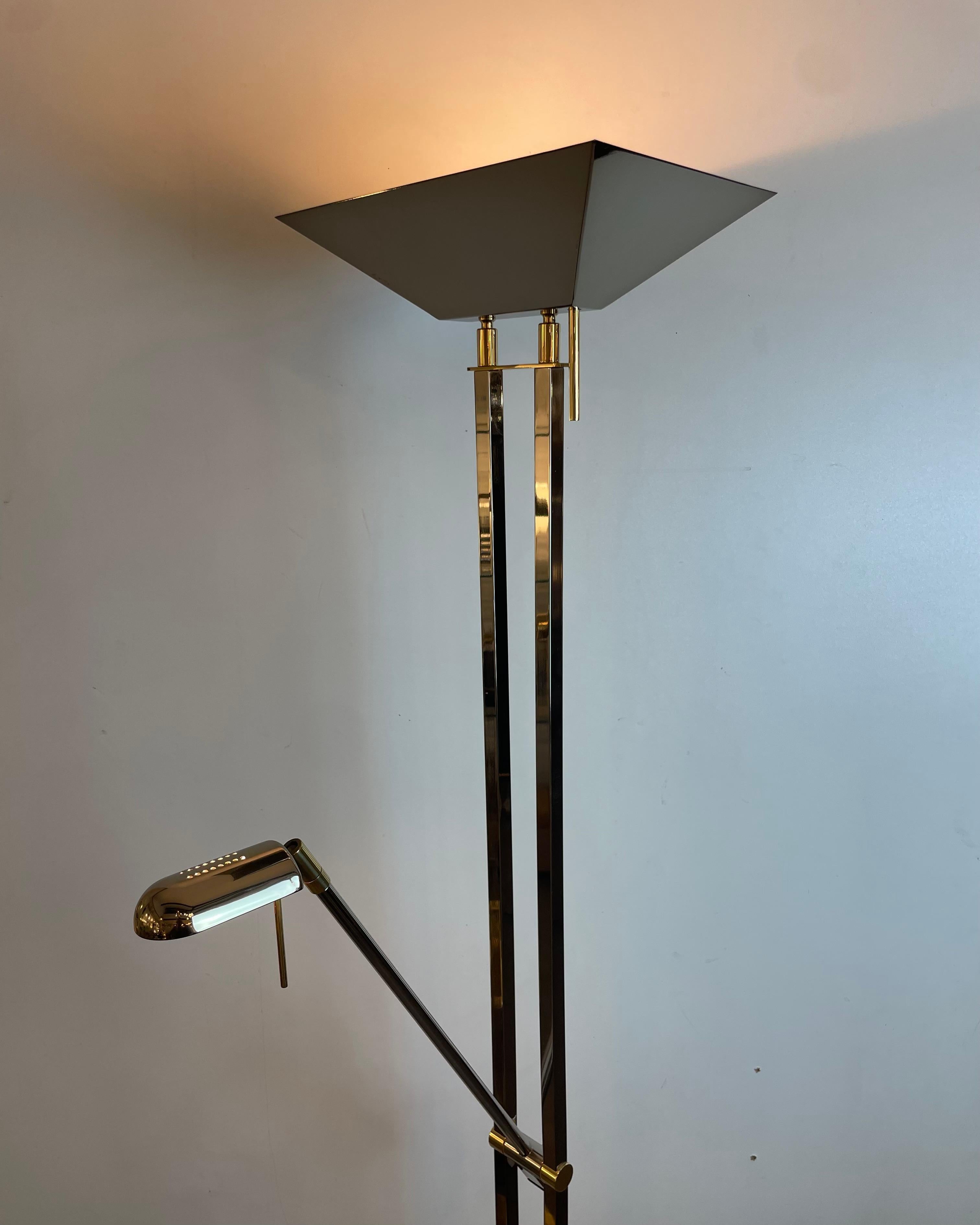 Chrom & Messing Stehlampe von Deknudt Belgien, 1980er im Angebot 1