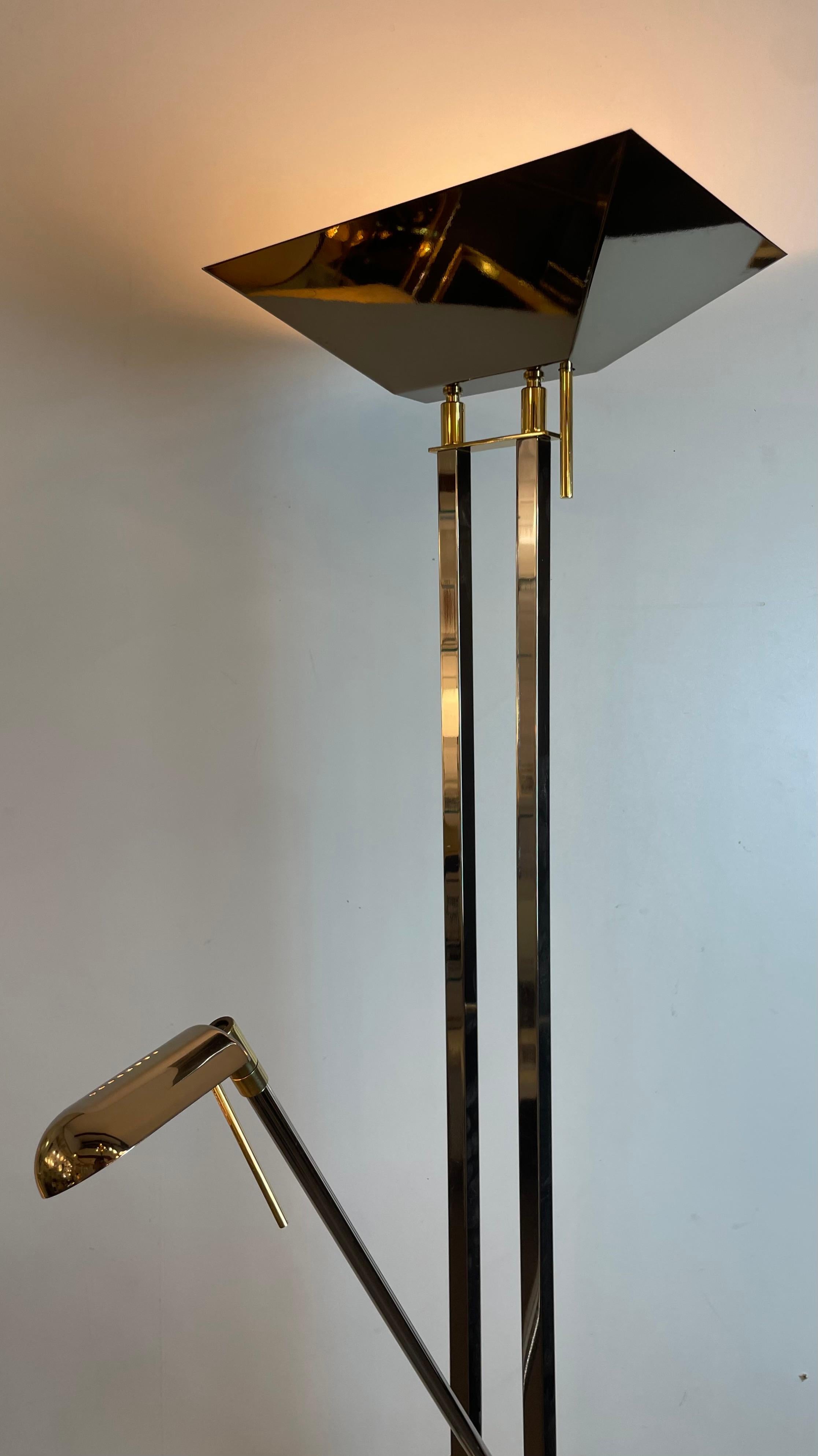 Chrom & Messing Stehlampe von Deknudt Belgien, 1980er im Angebot 2