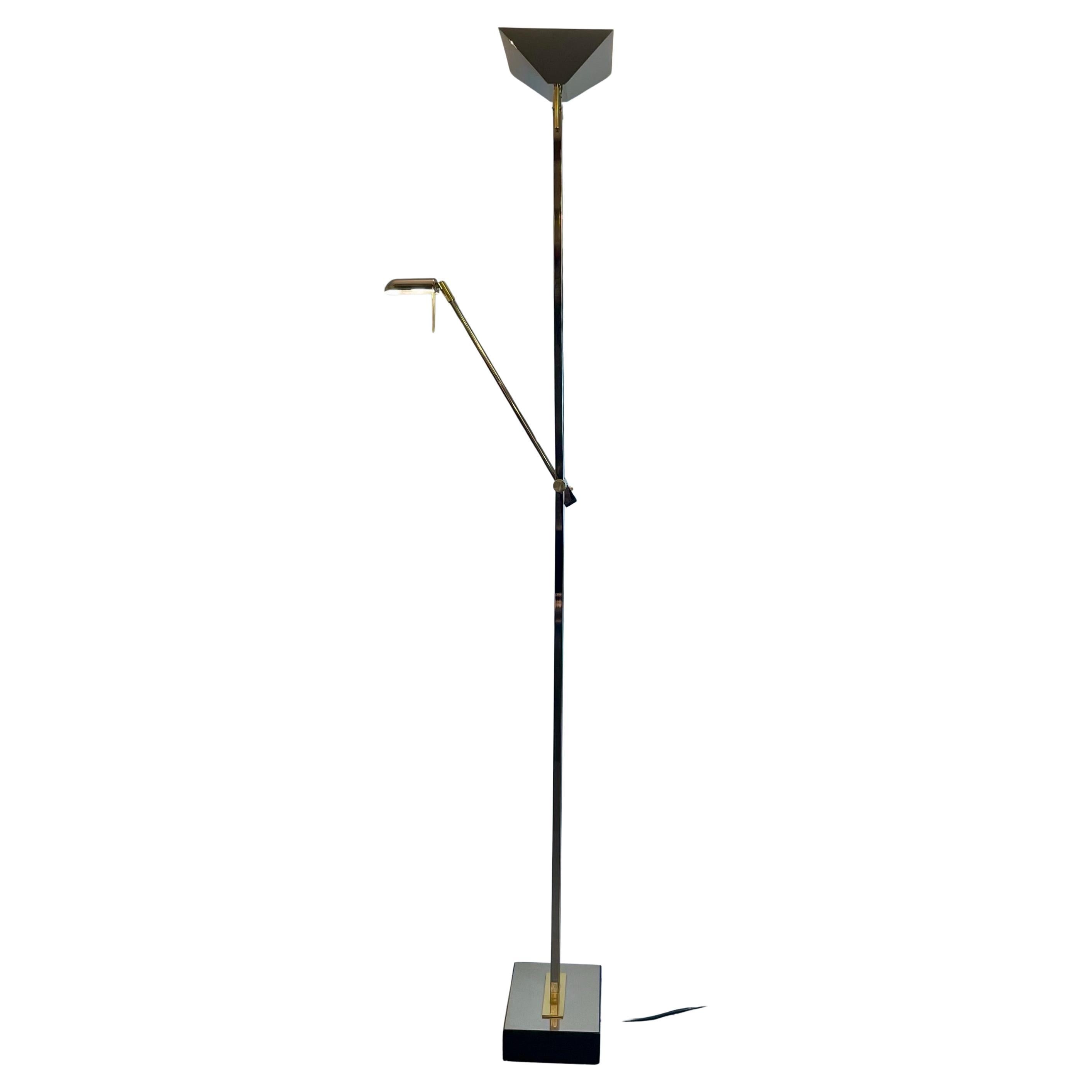 Chrome & Brass Floor Lamp by Deknudt Belgium, 1980s