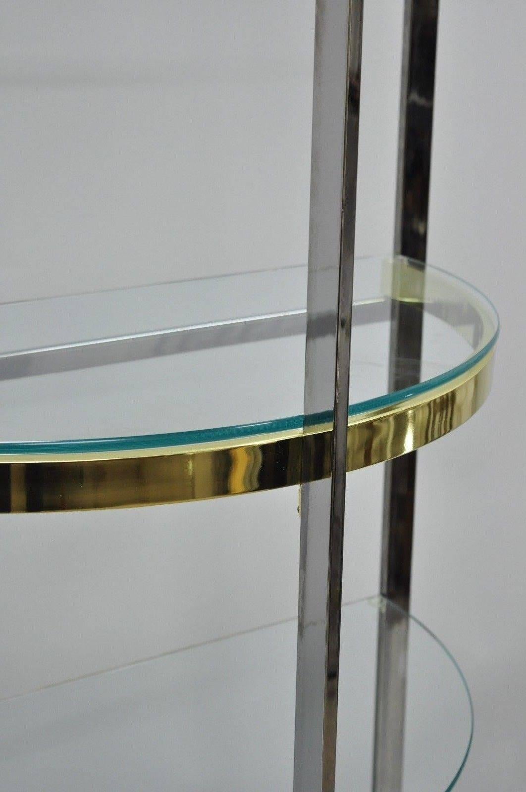 Chrome Brass Glass Demilune Etagere Half Round Mid-Century Modern Shelf 4