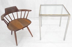 Chrom-Messing-Glasplatte 24" Quadrat Italienisch Mid Century Modern Side Table Stand