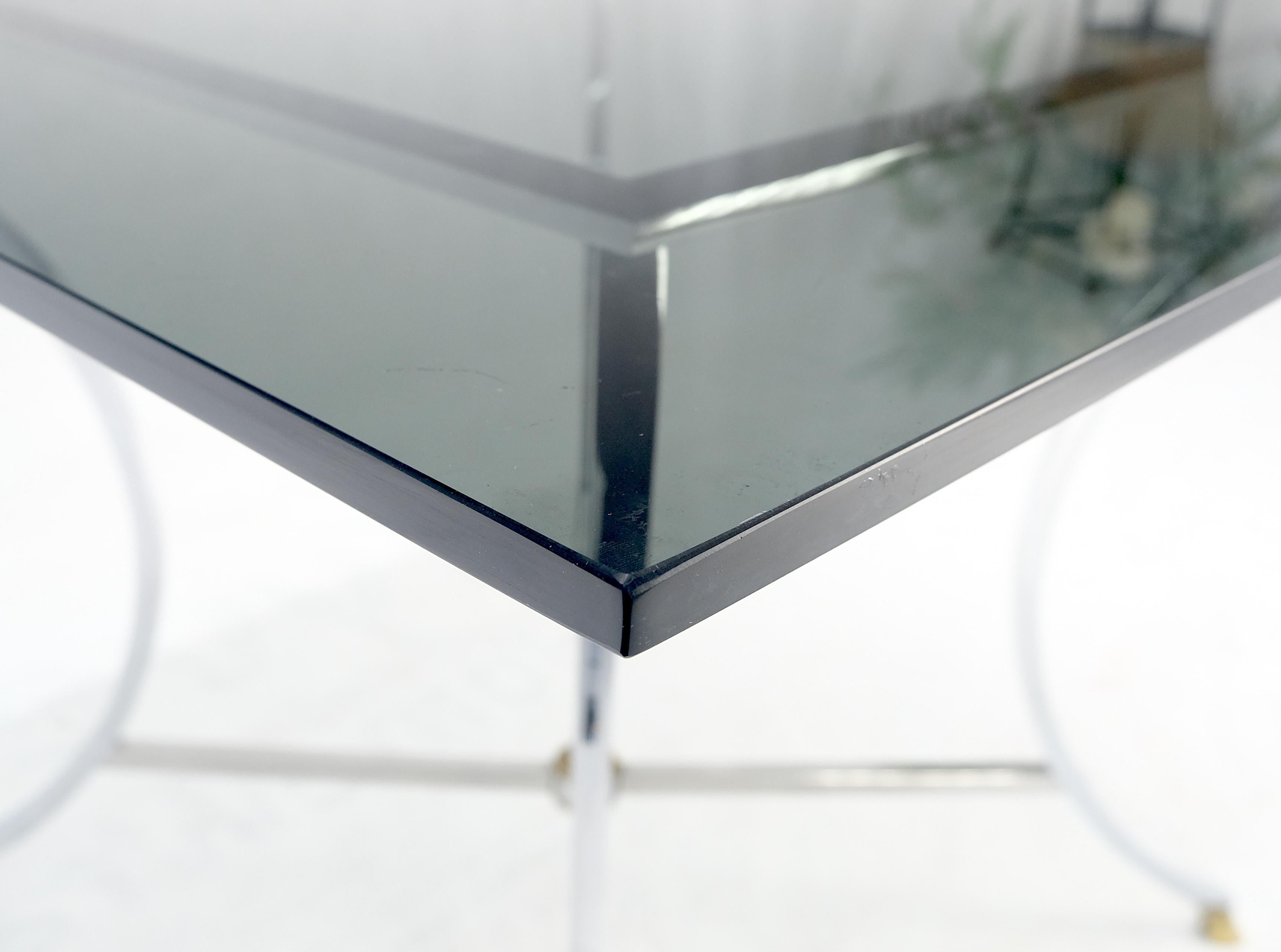 Chrome & Brass Hoof Feet Base Smoked Glass Top Square Game Dinette Table Italy For Sale 6
